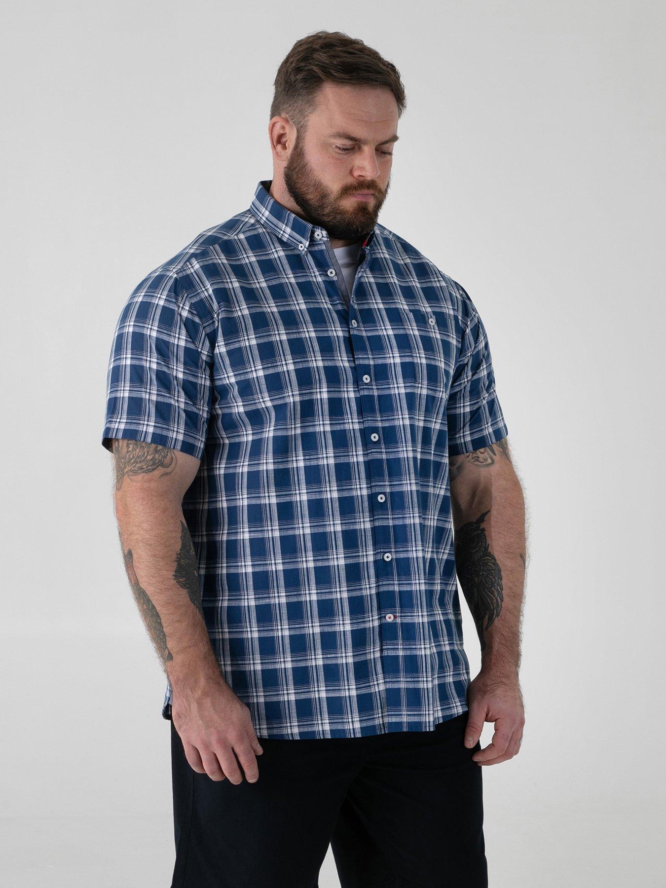 Image 1 of 6 of D555 French Check Button Down Collar Shirt With Pocket - Navy