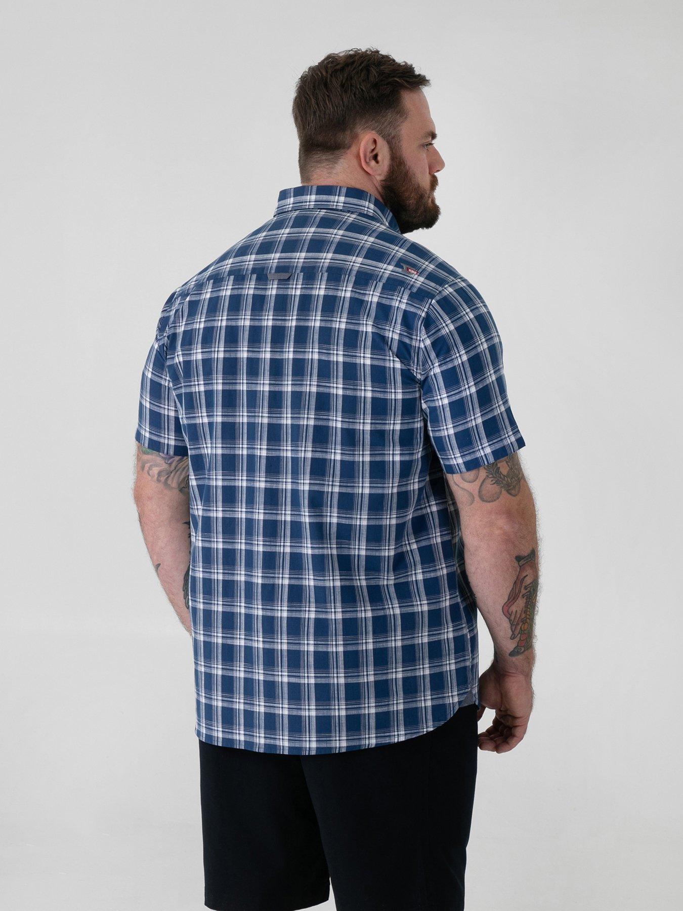 Image 2 of 6 of D555 French Check Button Down Collar Shirt With Pocket - Navy