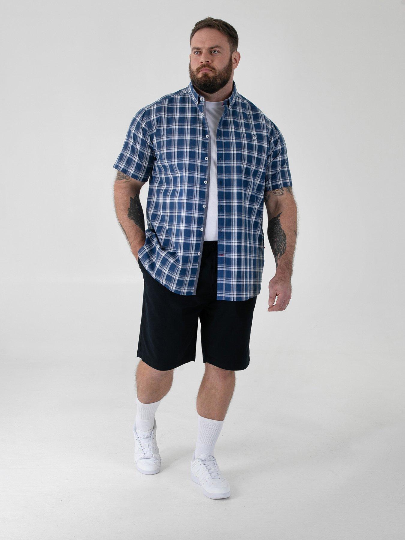Image 3 of 6 of D555 French Check Button Down Collar Shirt With Pocket - Navy