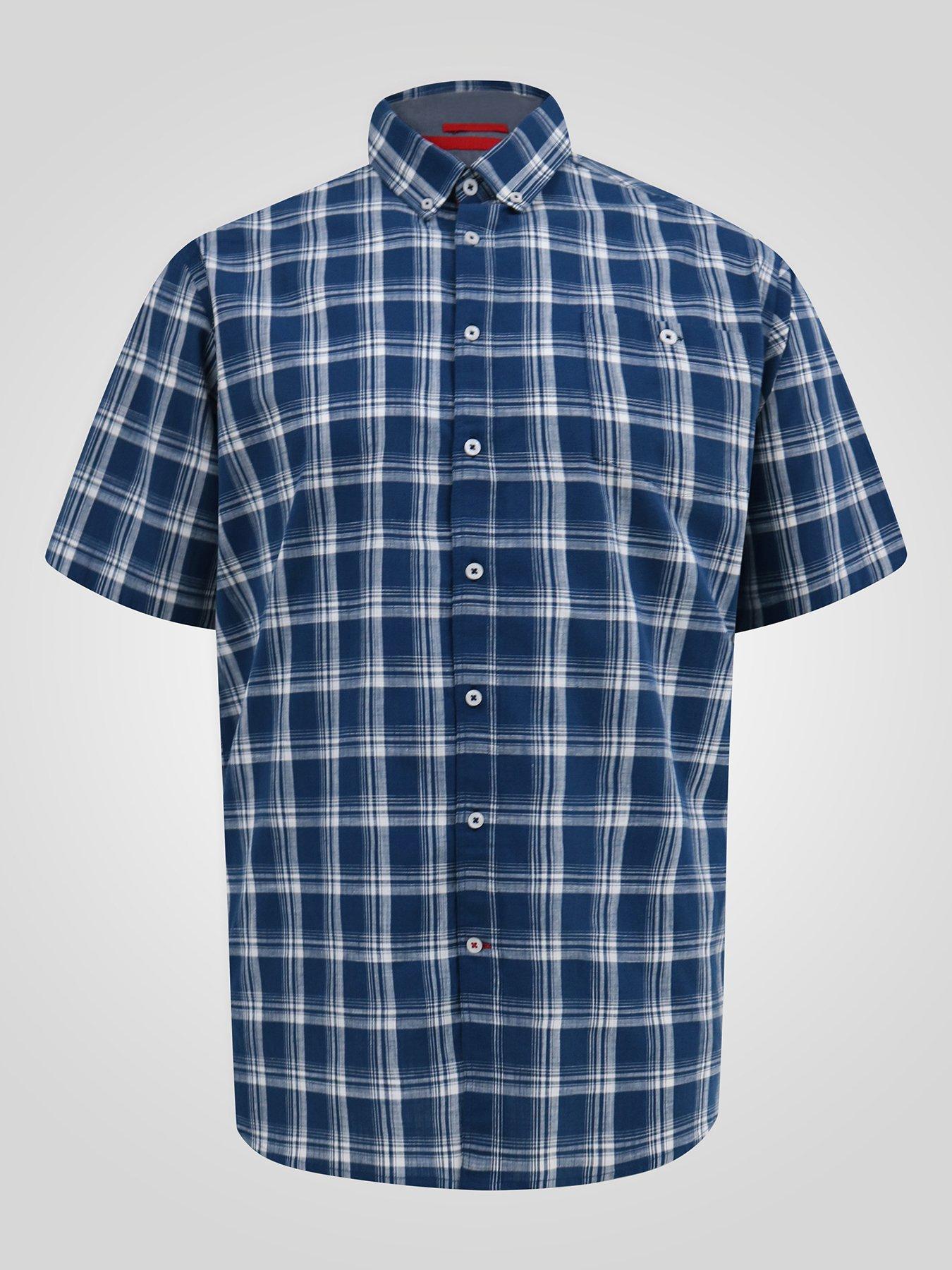 Image 6 of 6 of D555 French Check Button Down Collar Shirt With Pocket - Navy