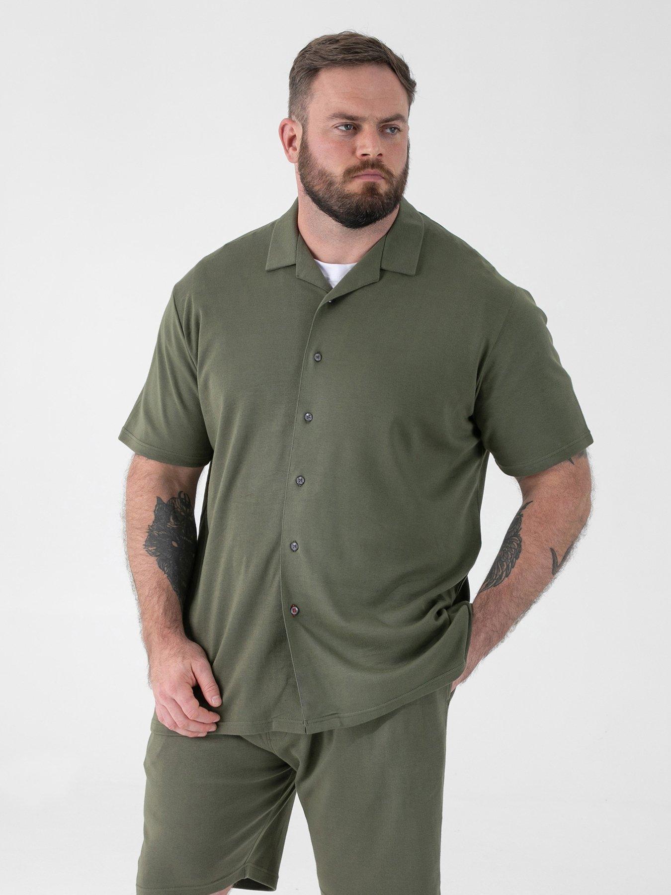 D555 Stretch Cuban Collar Resort Short Sleeve Shirt - Khaki