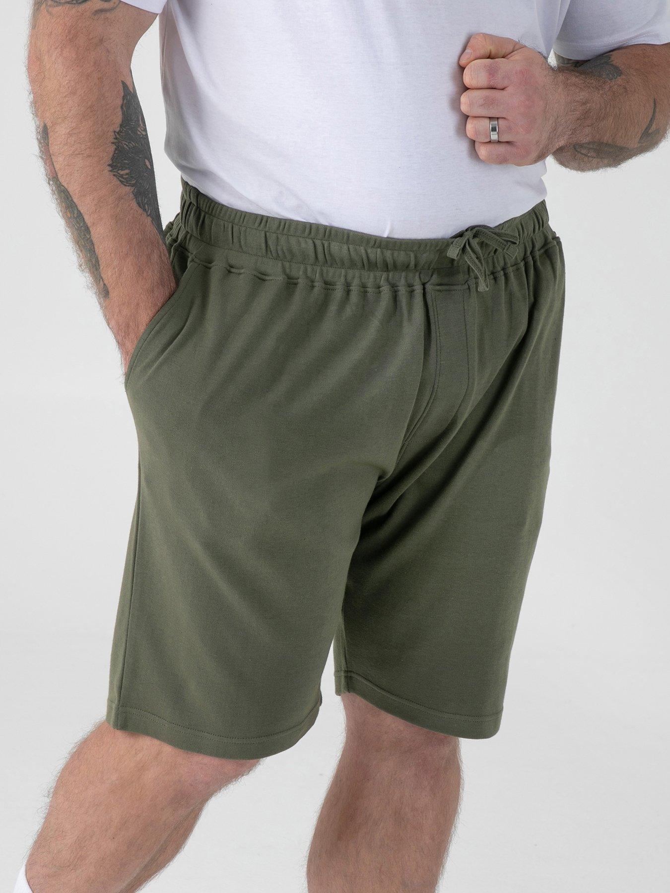 D555 Stretch Elasticated Waist Shorts With Zipper Back Pocket - Khaki