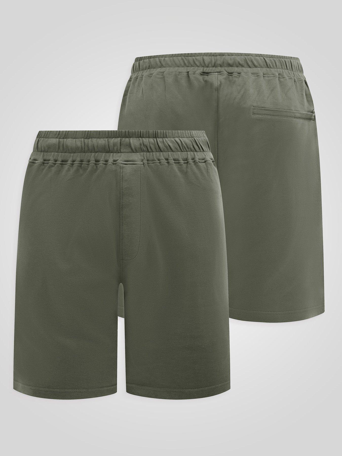 Image 6 of 6 of D555 D555 Khaki Stretch Elasticated Waist Shorts With Zipper Back Pocket