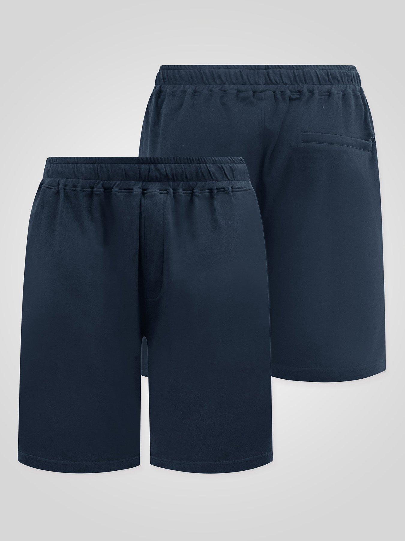 Image 6 of 6 of D555 Stretch Elasticated Waist Shorts With Zipper Back Pocket - Navy