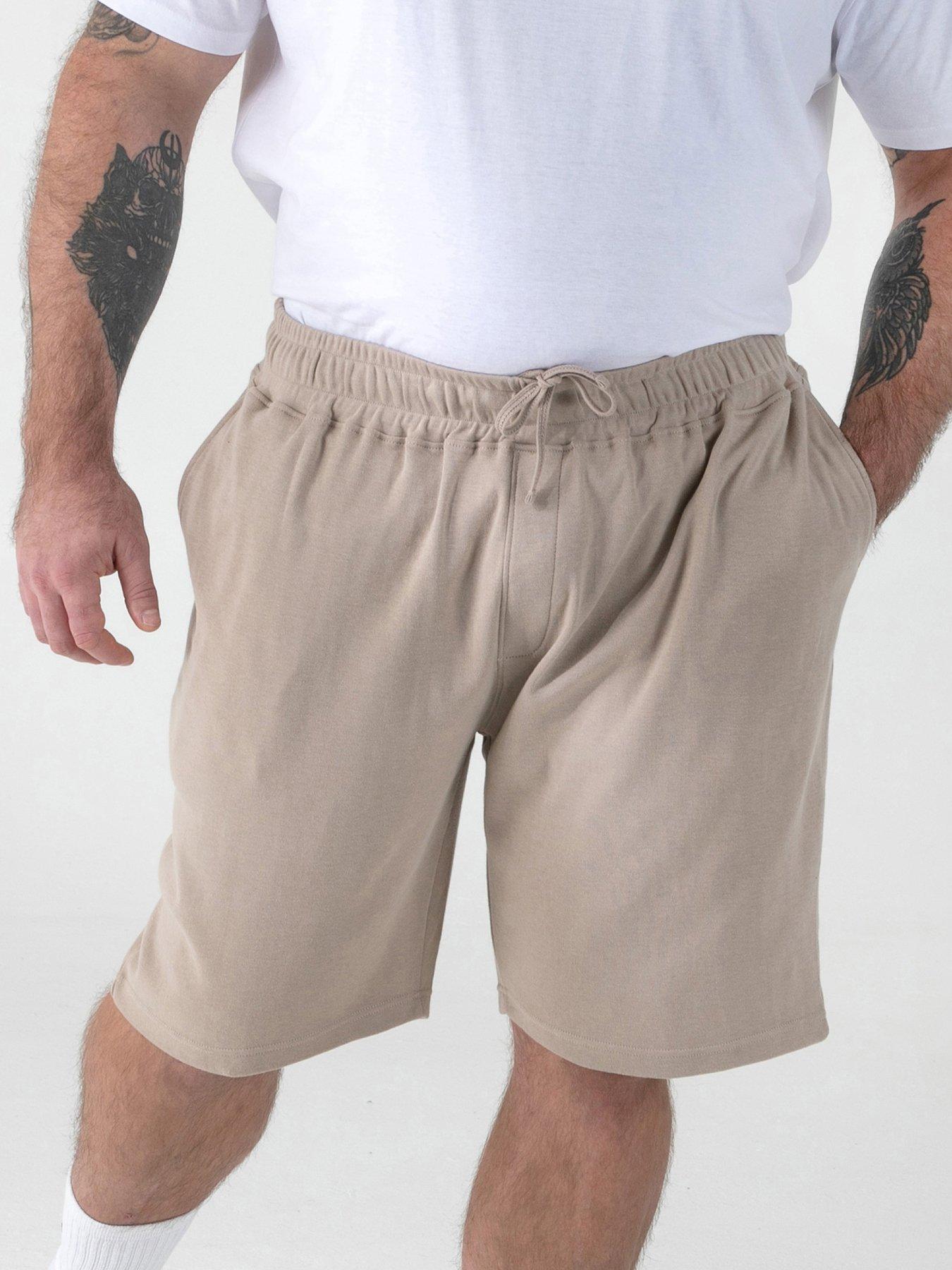 Image 1 of 6 of D555 Stone Stretch Elasticated Waist Shorts With Zipper Back Pocket - Beige