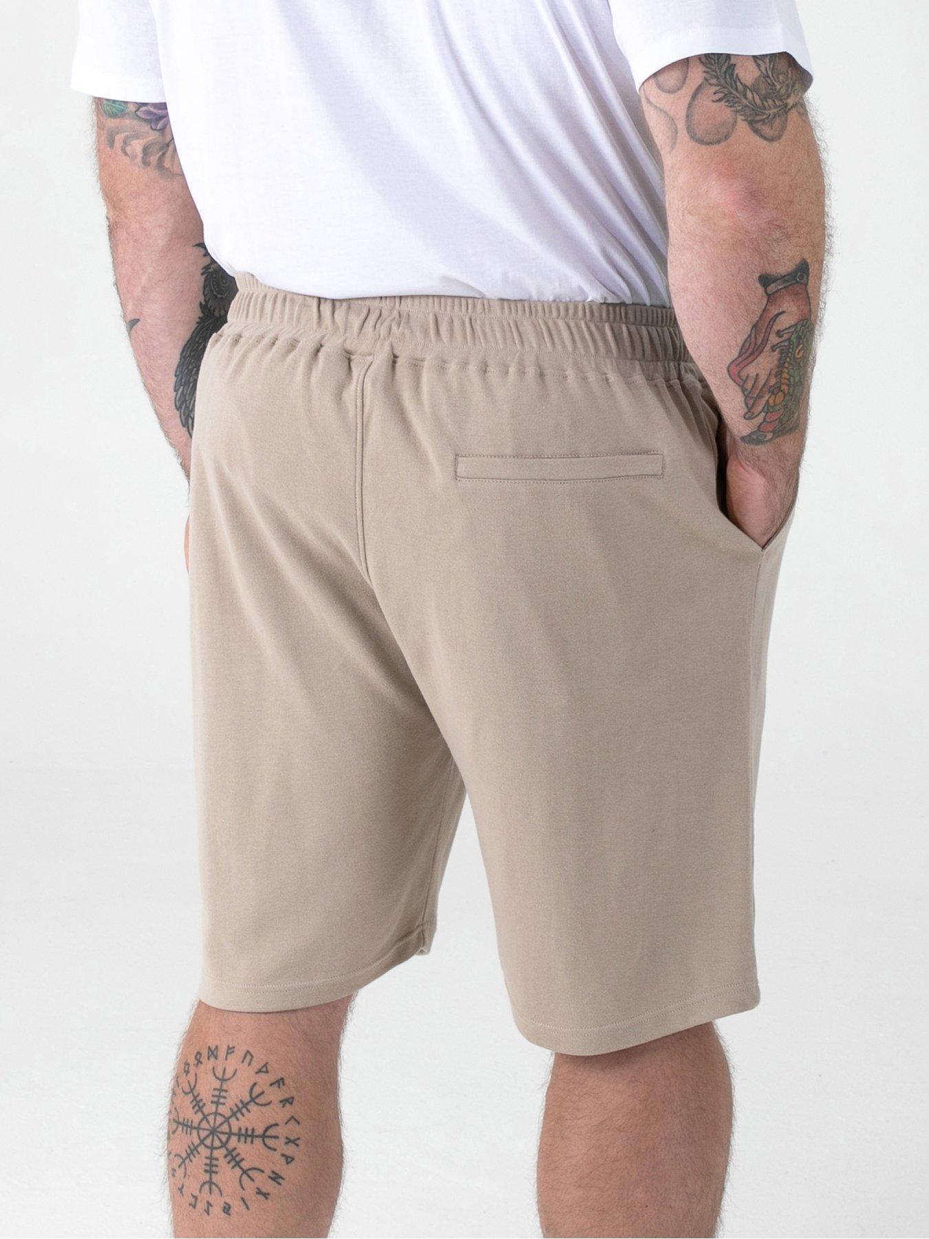 Image 2 of 6 of D555 Stone Stretch Elasticated Waist Shorts With Zipper Back Pocket - Beige