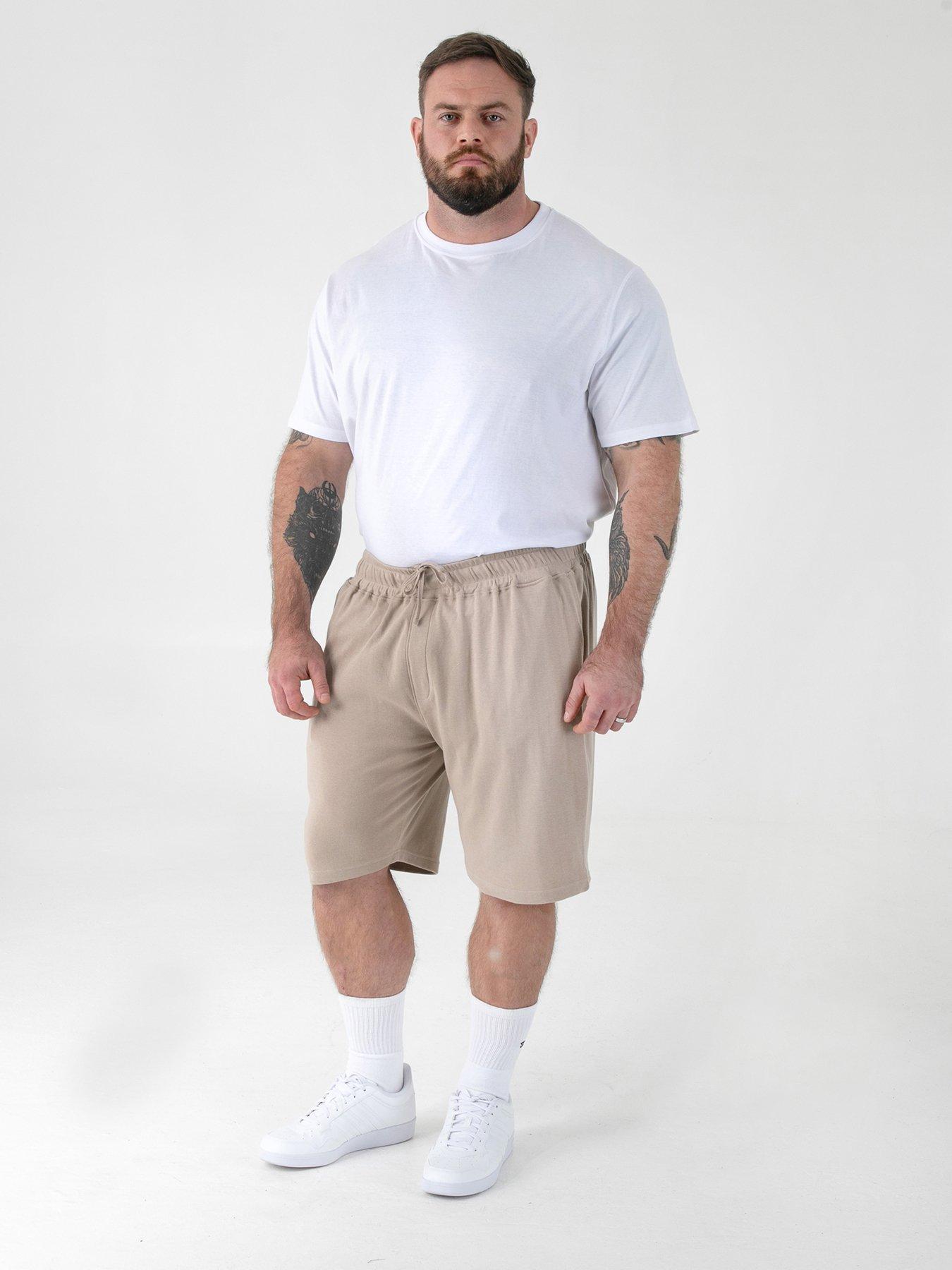 Image 3 of 6 of D555 Stone Stretch Elasticated Waist Shorts With Zipper Back Pocket - Beige