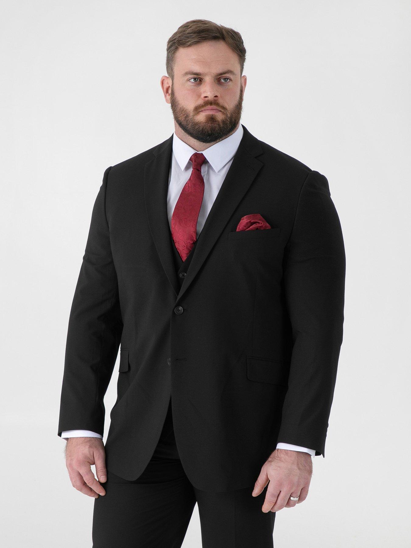 Image 1 of 6 of D555 4 Way Stretch Tailored Suit Jacket - Black