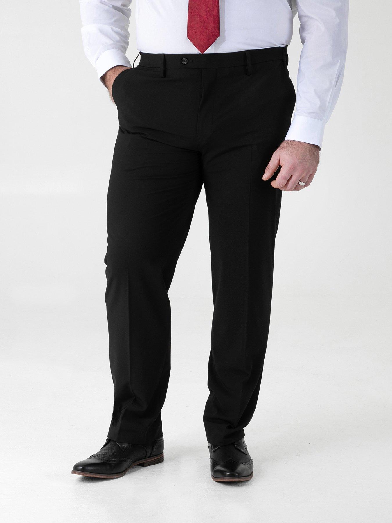 D555 D555 Black 4 Way Stretch Relaxed Suit Trousers