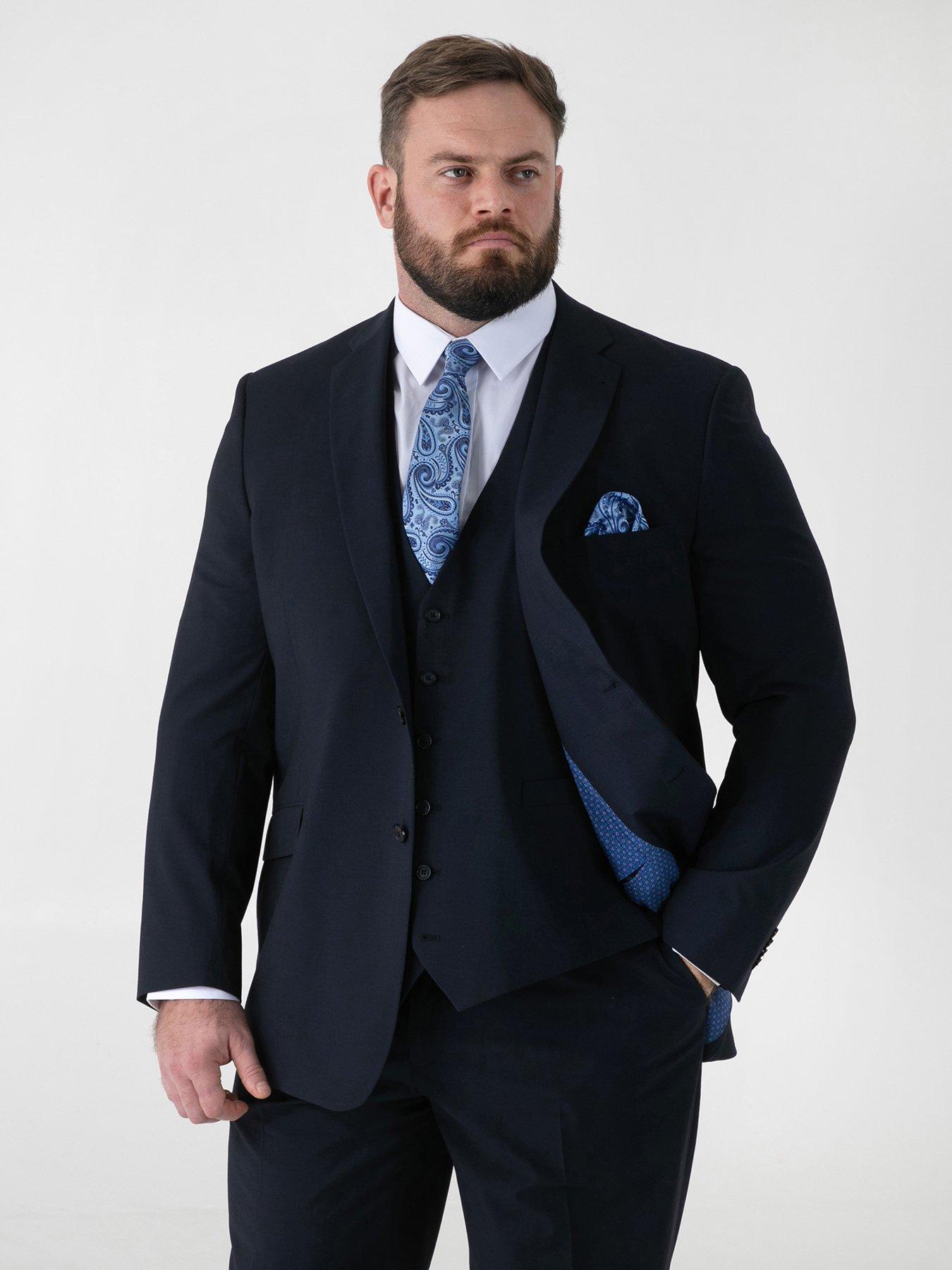 D555 D555 Navy 4 Way Stretch Tailored Suit Jacket