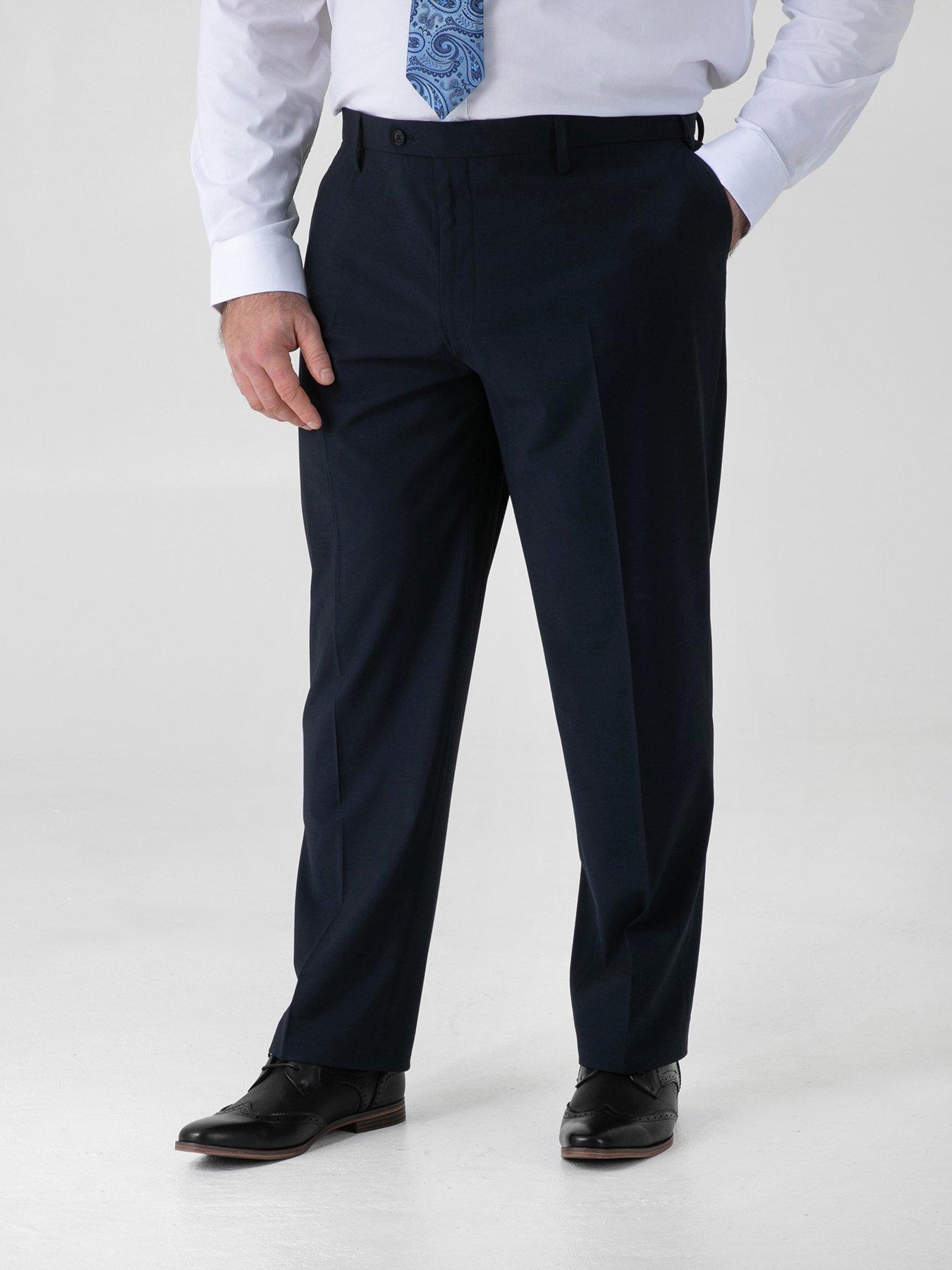 D555 D555 Navy 4 Way Stretch Relaxed Suit Trousers