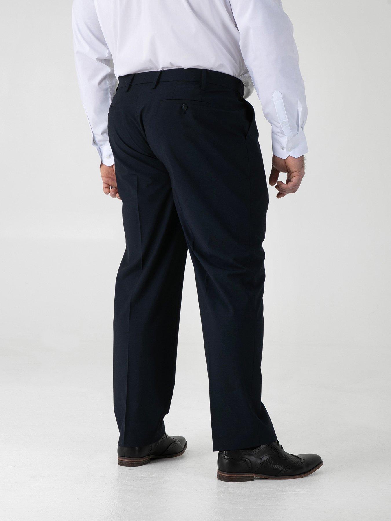 Image 2 of 5 of D555 D555 Navy 4 Way Stretch Relaxed Suit Trousers