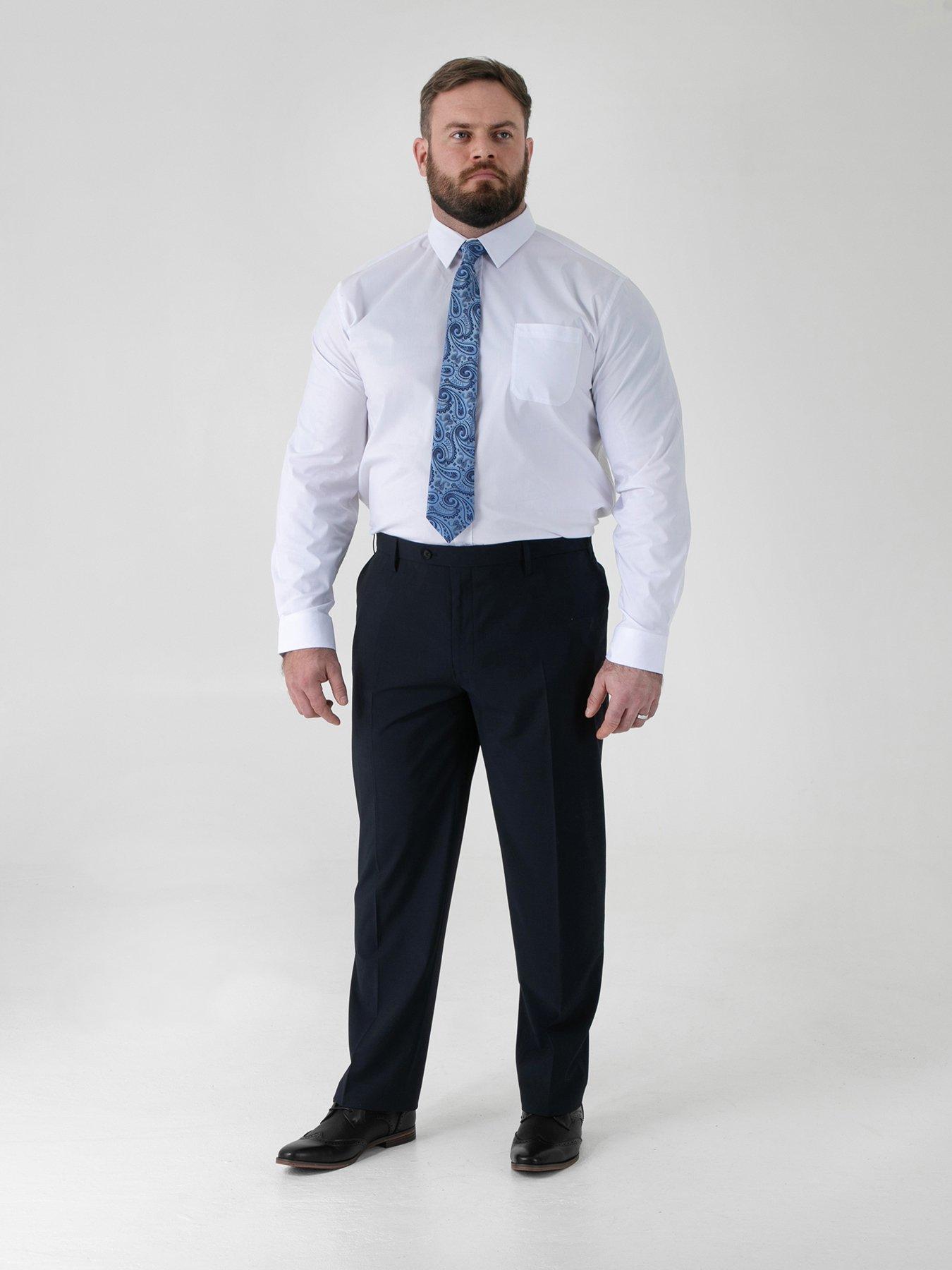 Image 3 of 5 of D555 D555 Navy 4 Way Stretch Relaxed Suit Trousers