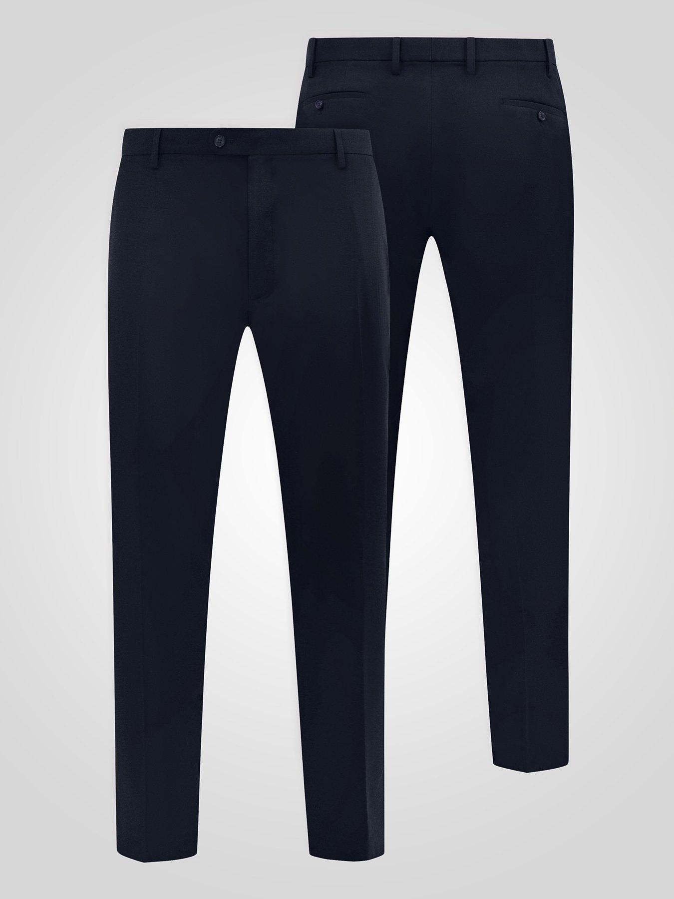Image 5 of 5 of D555 D555 Navy 4 Way Stretch Relaxed Suit Trousers