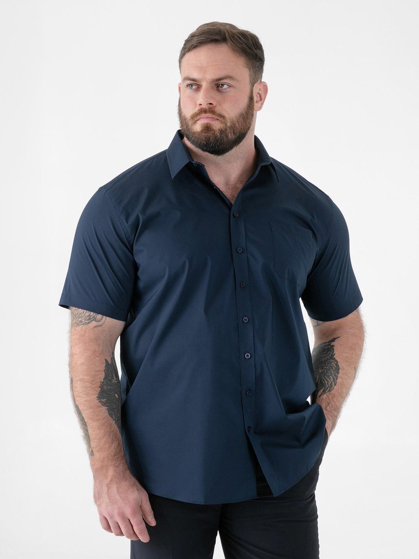 Image 1 of 6 of D555 Ultimate Stain Resist Non Iron Short Sleeve Stretch Shirt - Navy