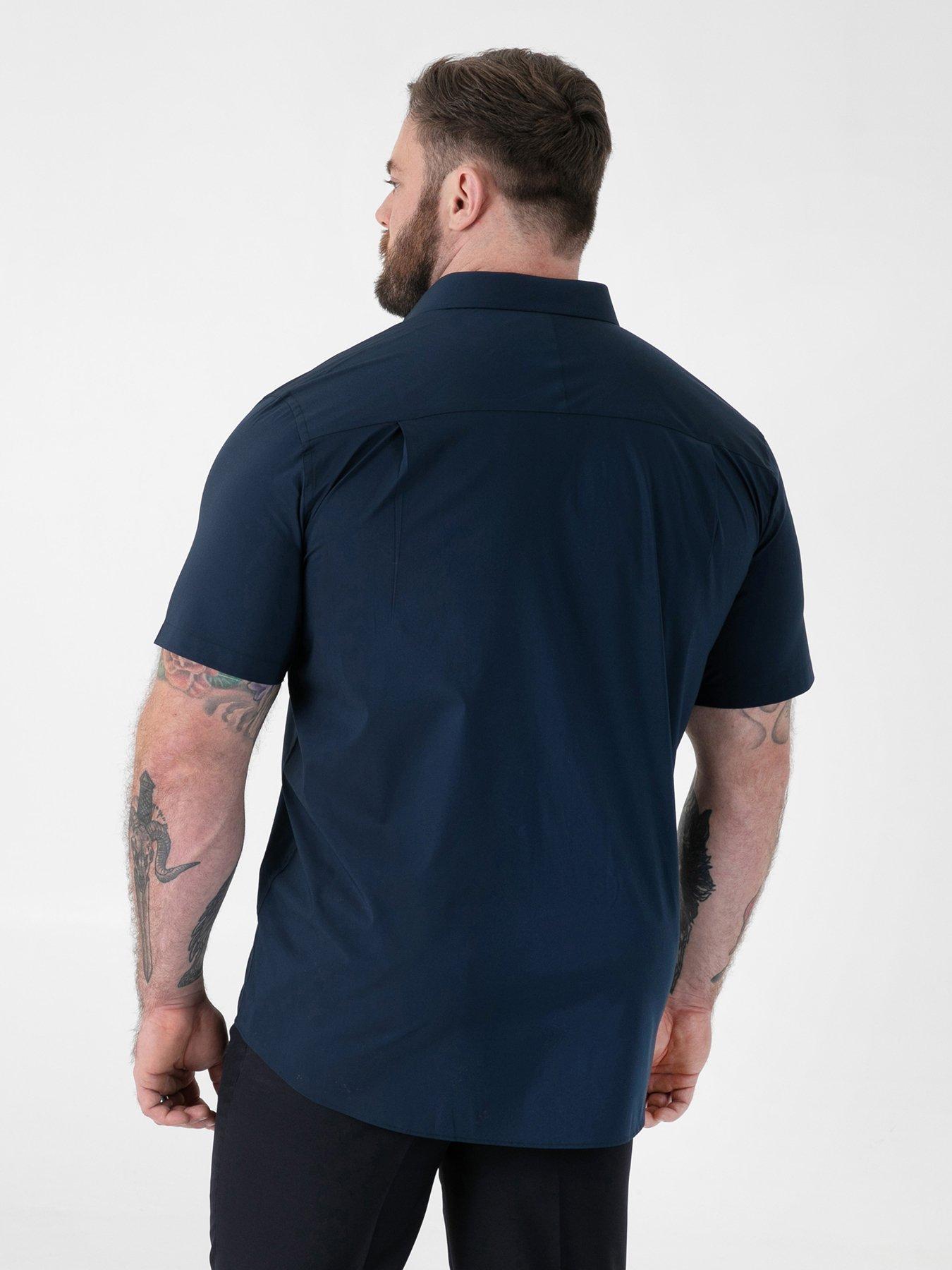 Image 2 of 6 of D555 Ultimate Stain Resist Non Iron Short Sleeve Stretch Shirt - Navy