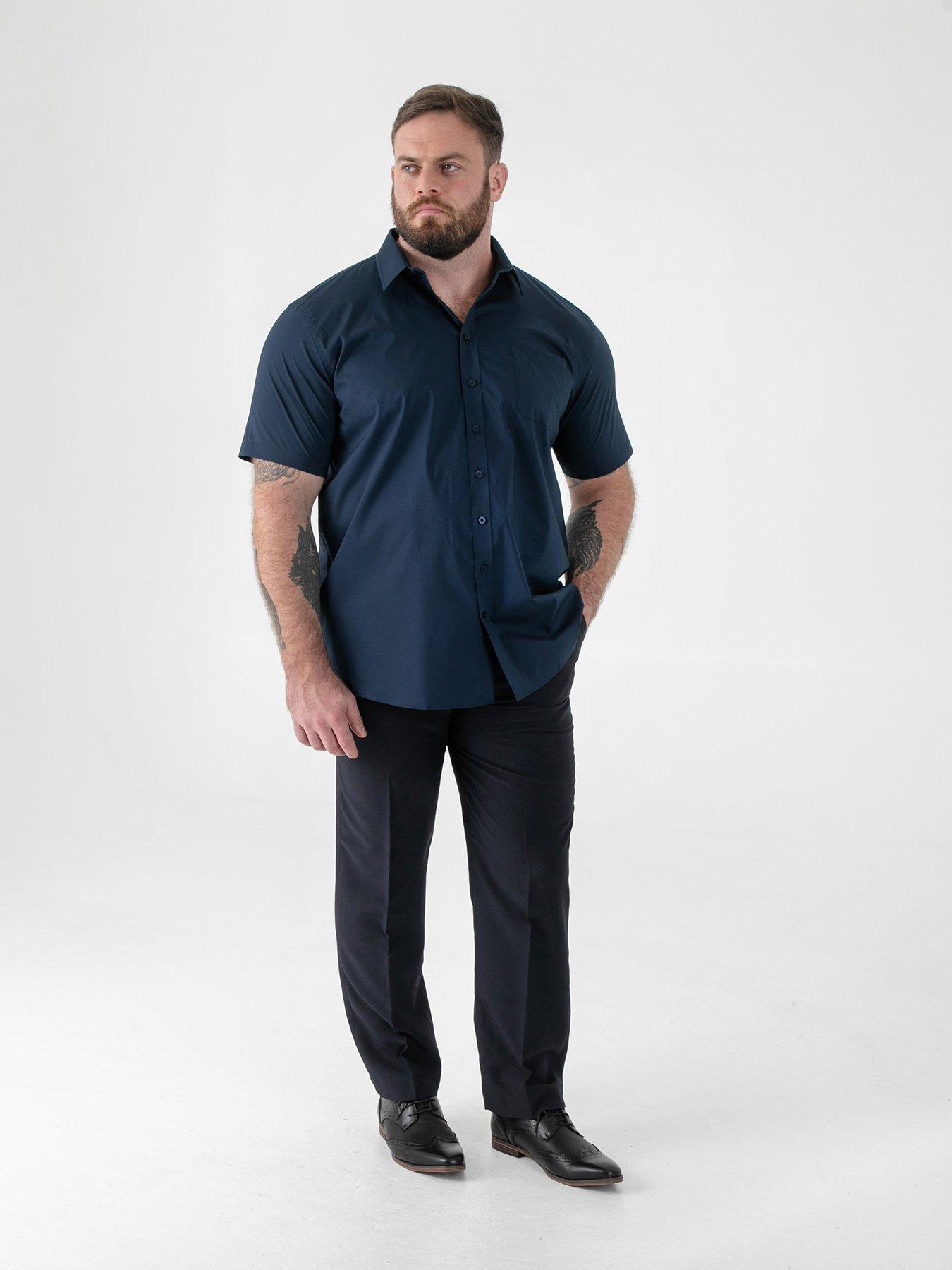 Image 3 of 6 of D555 Ultimate Stain Resist Non Iron Short Sleeve Stretch Shirt - Navy