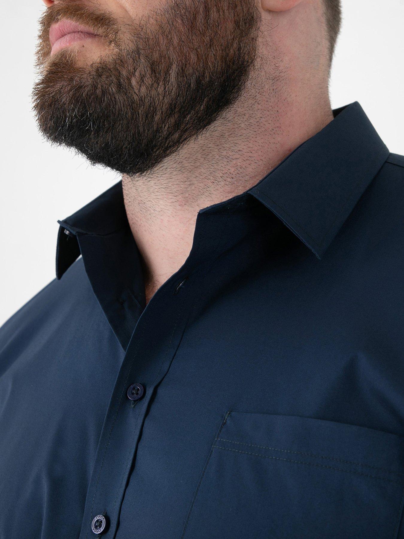 Image 4 of 6 of D555 Ultimate Stain Resist Non Iron Short Sleeve Stretch Shirt - Navy