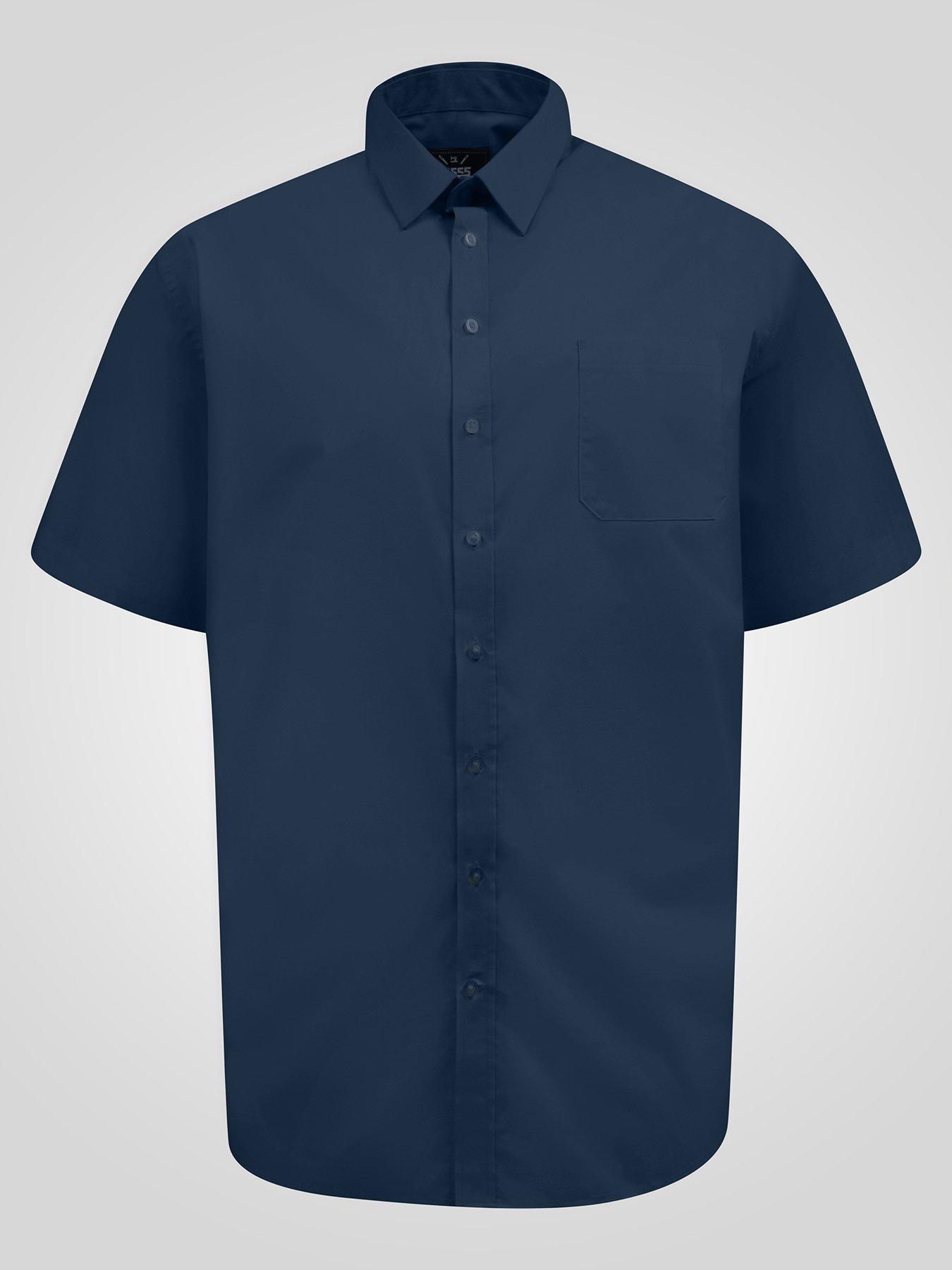 Image 6 of 6 of D555 Ultimate Stain Resist Non Iron Short Sleeve Stretch Shirt - Navy