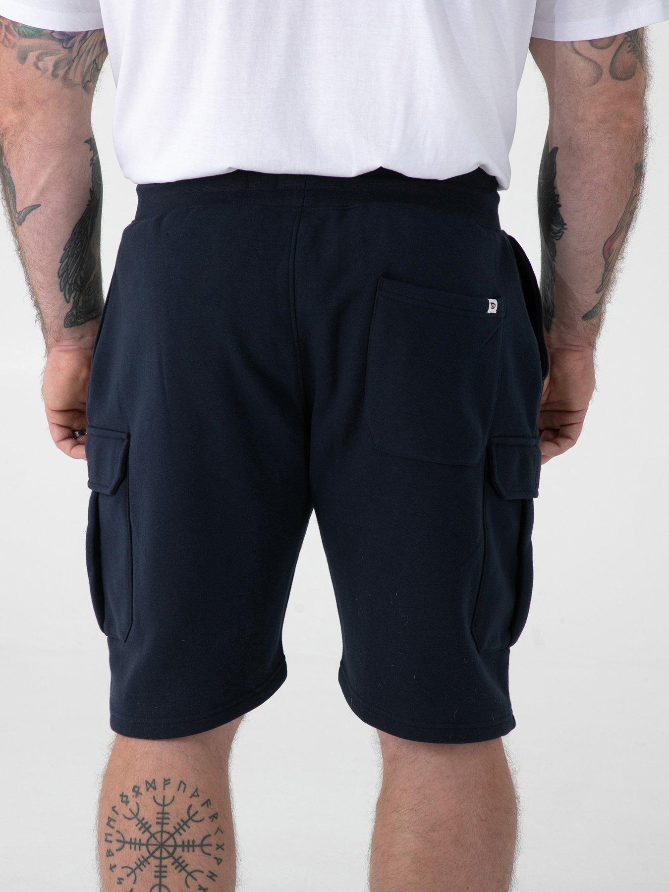 Image 2 of 5 of D555 Elasticated Waist Fleece Cargo Shorts With Bear Embroidery - Navy
