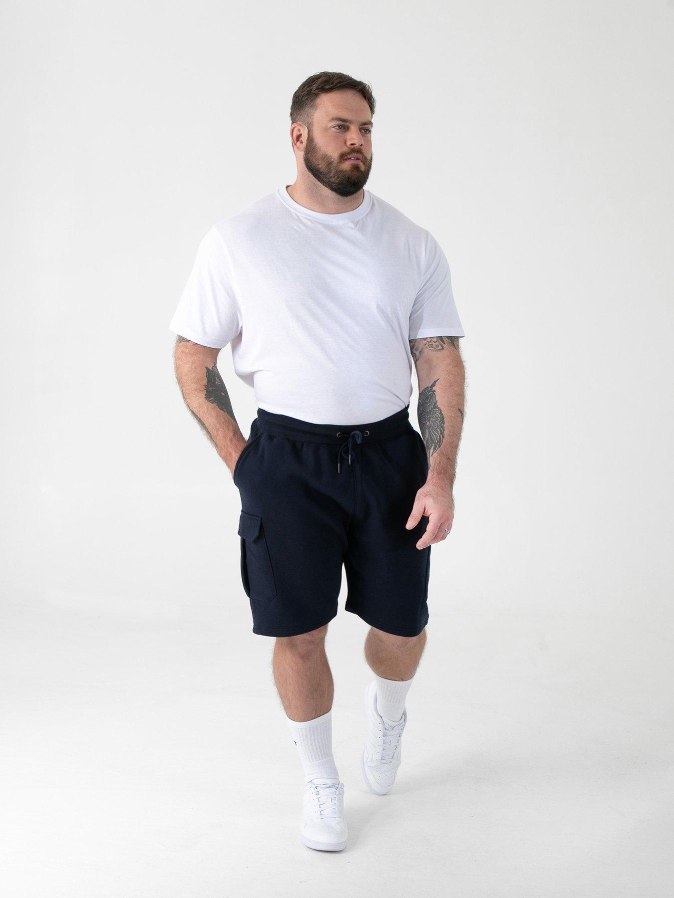 Image 3 of 5 of D555 Elasticated Waist Fleece Cargo Shorts With Bear Embroidery - Navy