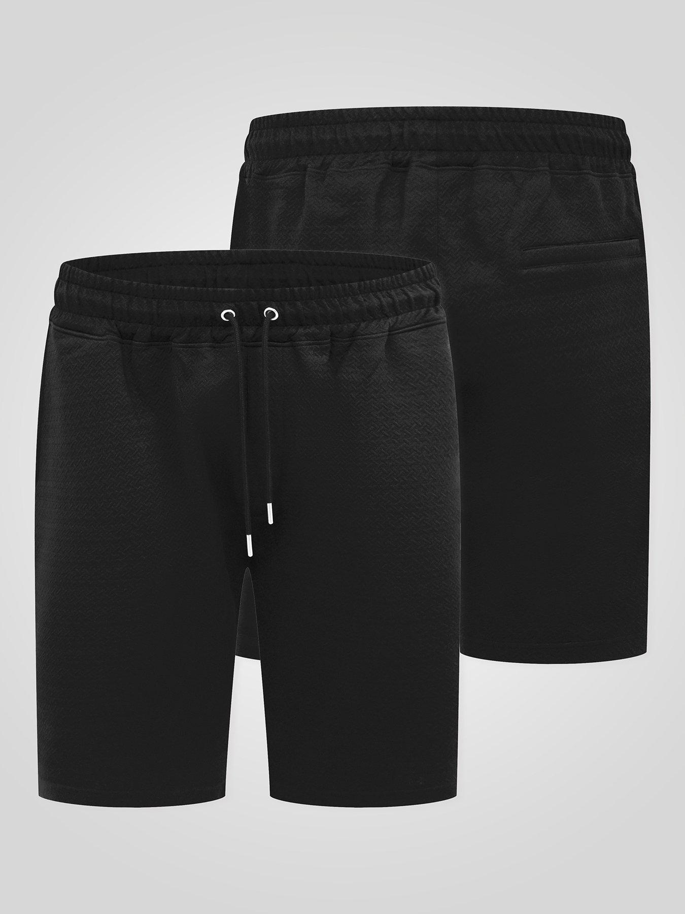 Image 6 of 6 of D555 Stretch Jacquard Elasticated Waist Shorts - Black