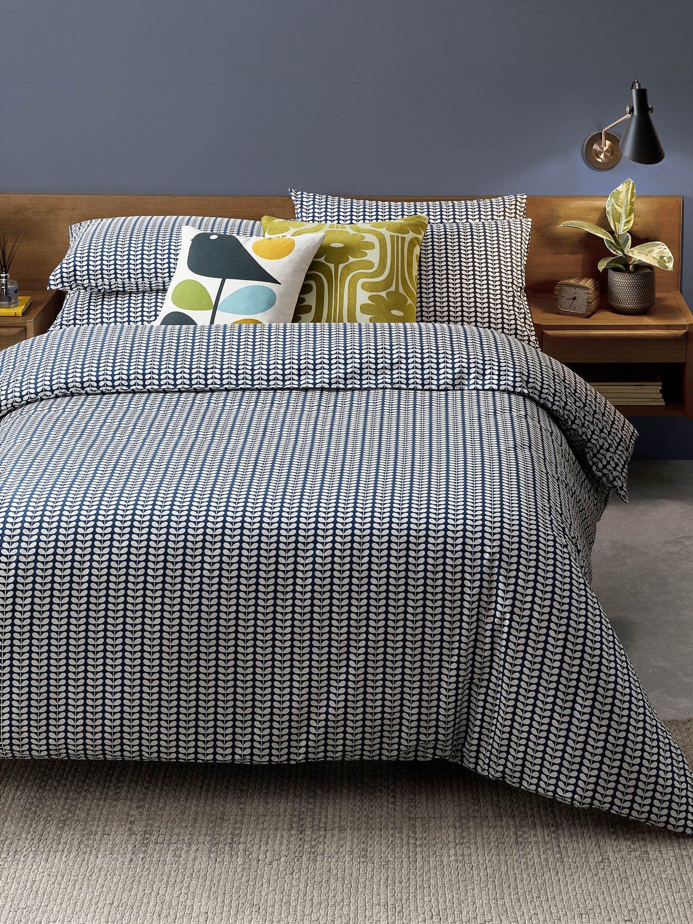 Orla Kiely Tiny Stem Pillowcase Pair- 50cm X 75cm- Whale Blue