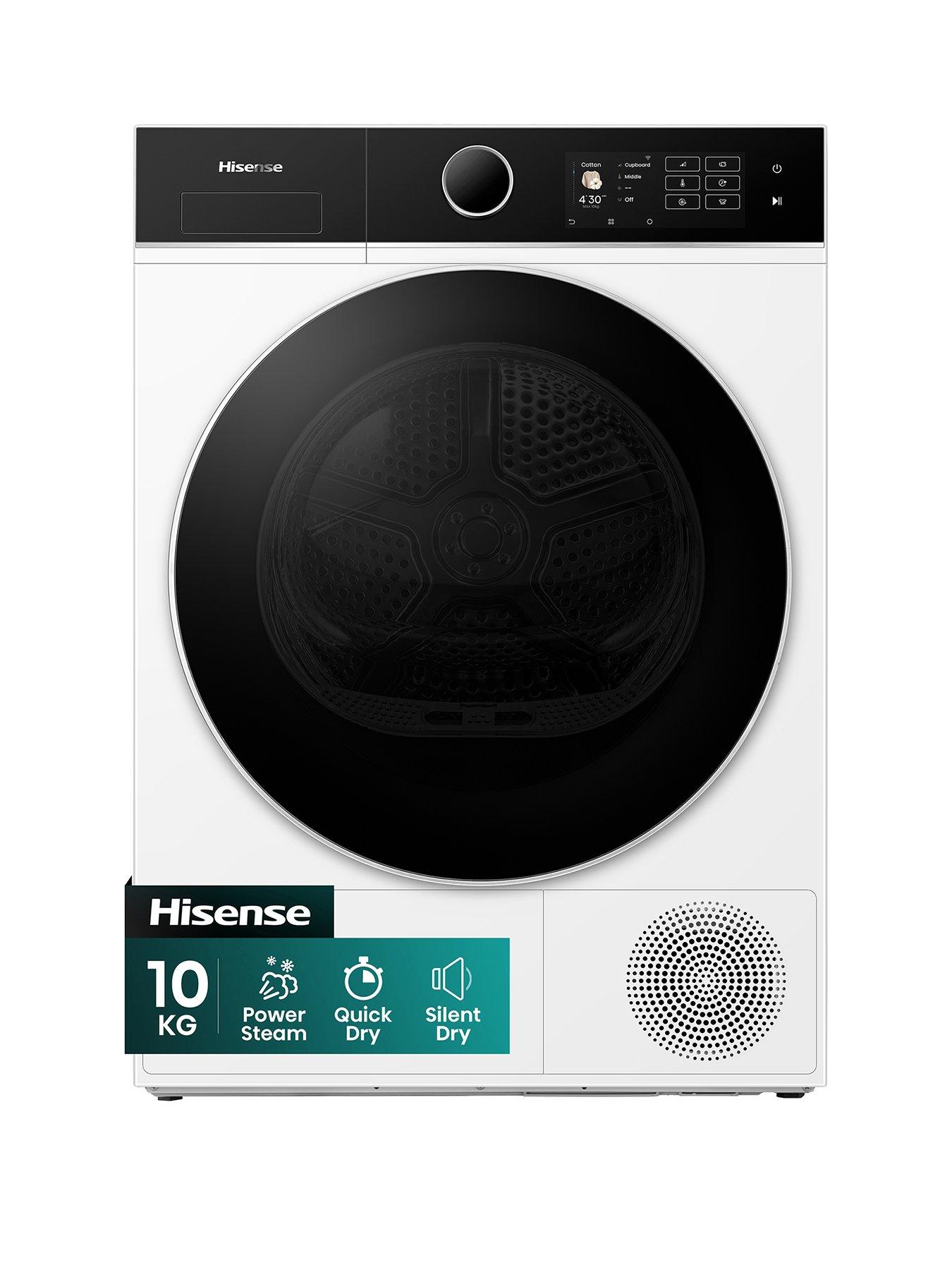 Hisense Power Steam 5i Series DH5I104BWAB WiFi-enabled 10kg, Heat Pump Tumble Dryer - White - A+++ Rated