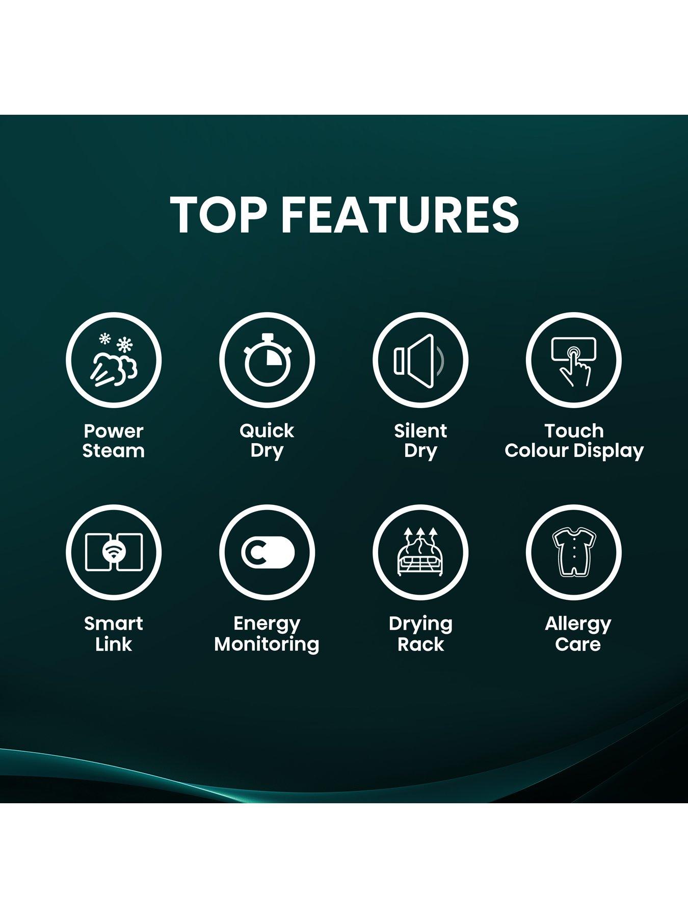 Image 2 of 7 of Hisense Hisense Power Steam 5i Series DH5I104BWAB WiFi-enabled 10kg, Heat Pump Tumble Dryer - White - A+++ Rated