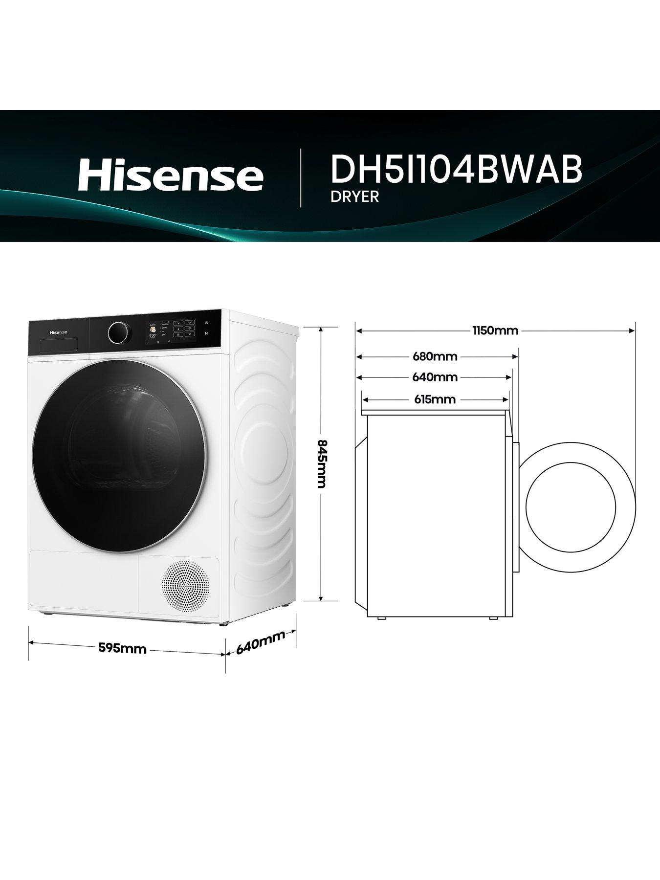 Image 6 of 7 of Hisense Hisense Power Steam 5i Series DH5I104BWAB WiFi-enabled 10kg, Heat Pump Tumble Dryer - White - A+++ Rated