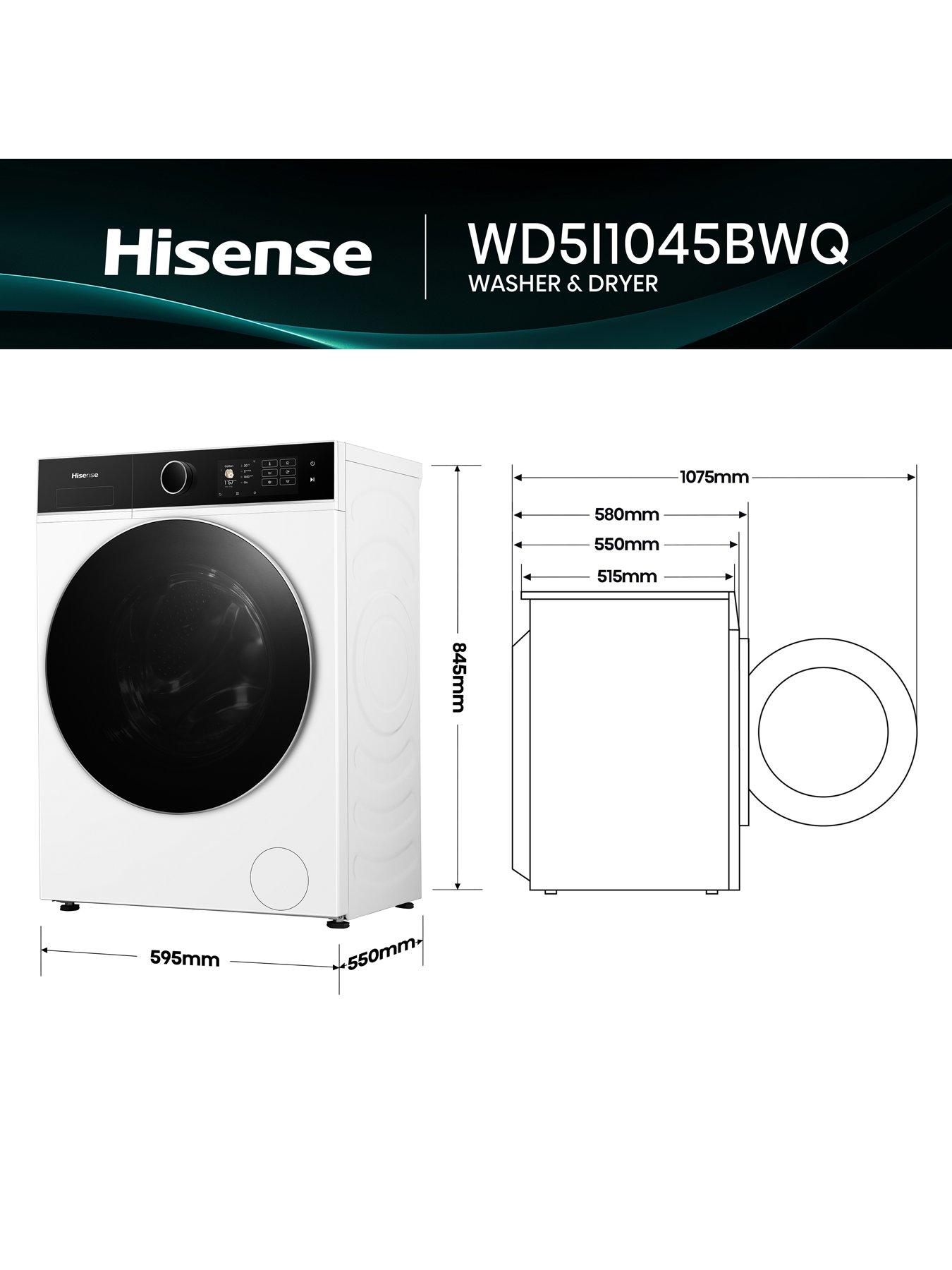 Image 7 of 8 of Hisense Hisense KitchenFit 5i Series WD5I1045BWQ WiFi-enabled 10.5kg/6kg, 1400 Spin Washer Dryer - White - A/D Rated