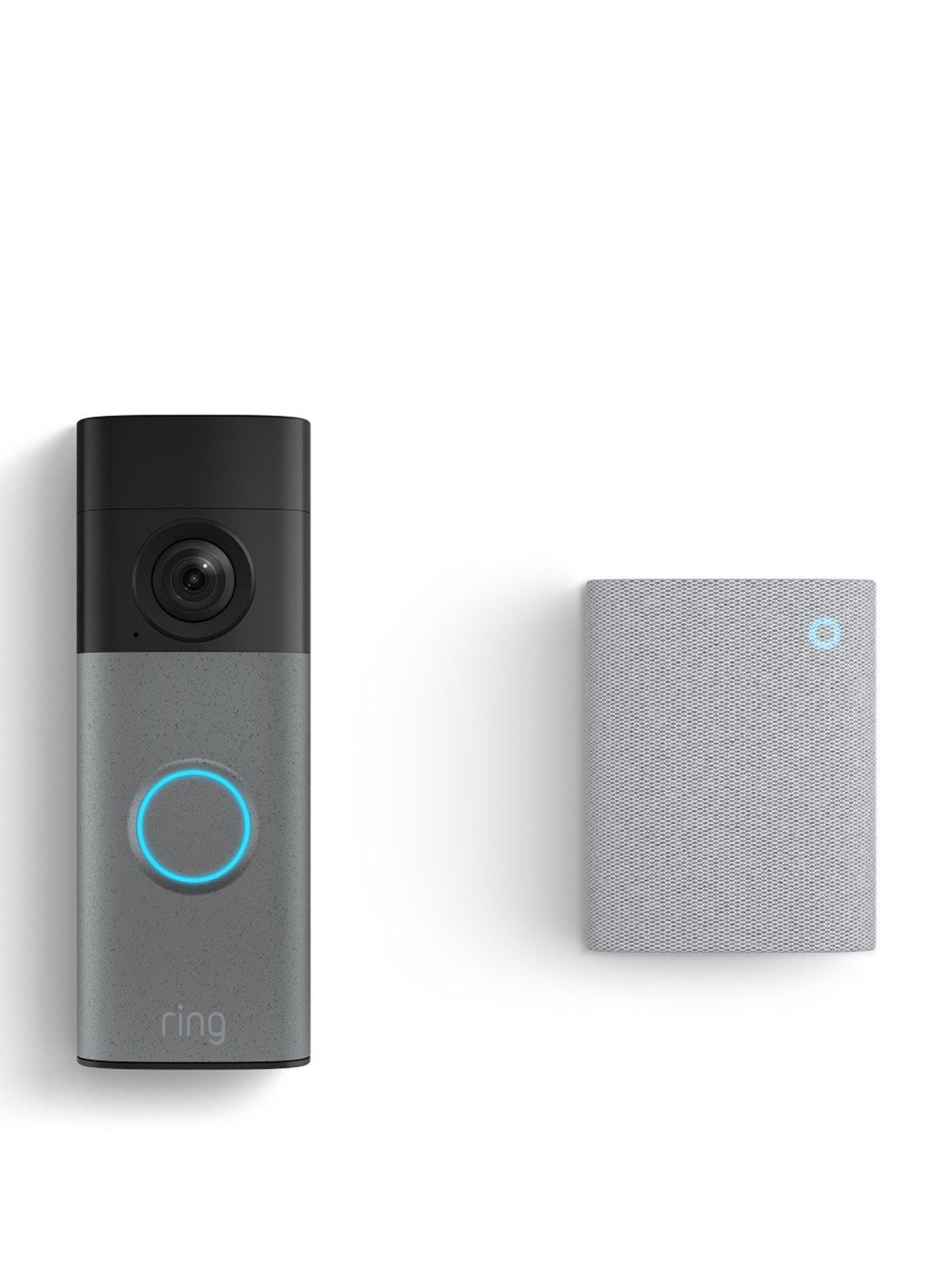 RING Ring Battery Video Doorbell (2nd Gen) - Retinal 2K - Speckled Grey + Ring Chime (3rd Gen) Bundle