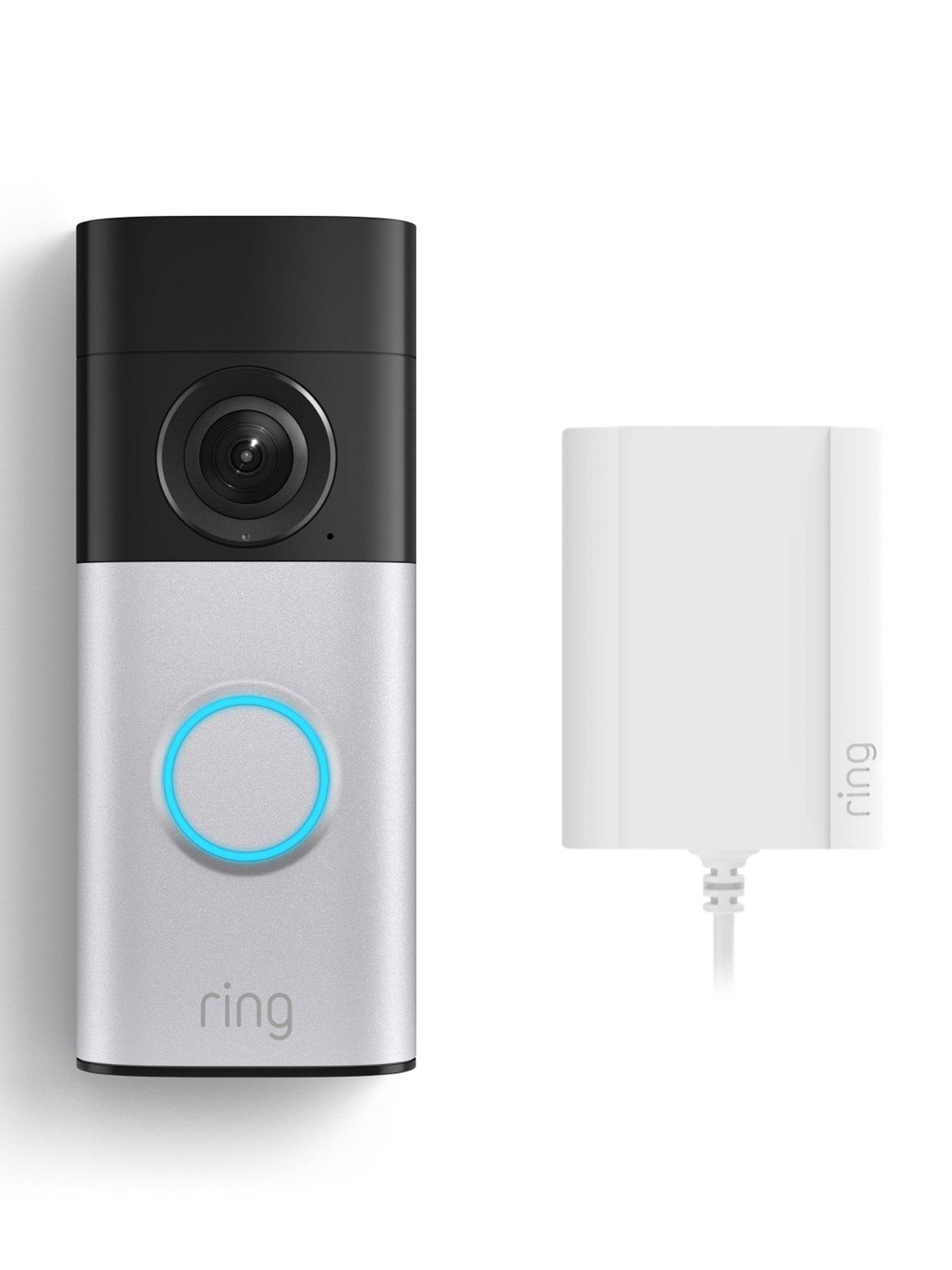 RING Ring Wired Video Doorbell Plus (2nd Gen) with Plug-in Adapter - Retinal 2K and Head-to-Toe View - Nickel Silver (Newest Gen)