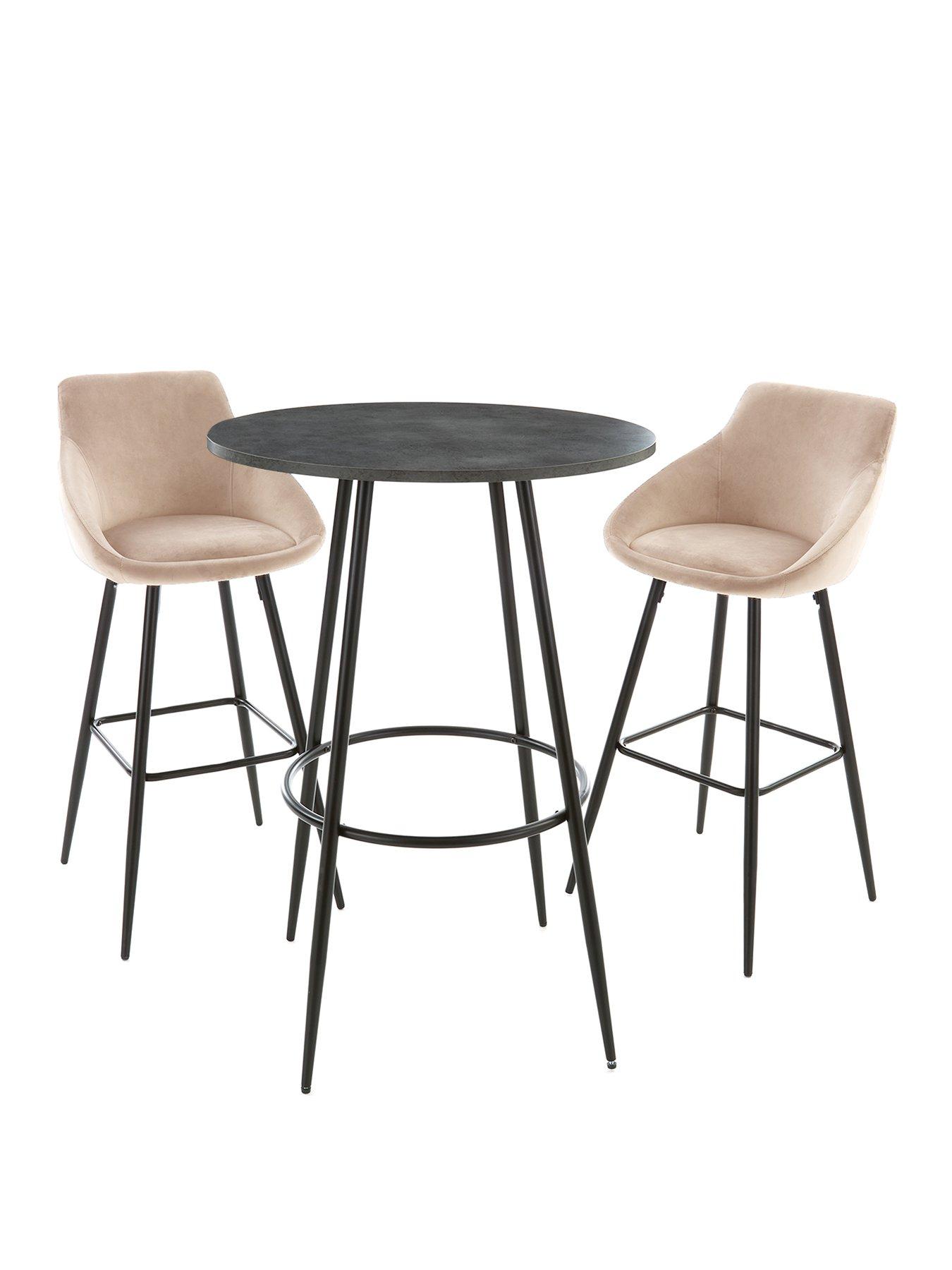 Image 2 of 5 of The Very Collection Dahlia 70cm High Bar Table &amp; 2 Mink Dahlia Bar Stools - FSC&reg; Certified