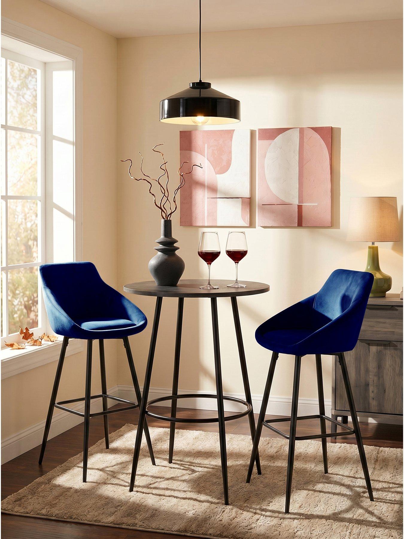 The Very Collection Dahlia 70cm High Bar Table  &  2 Navy Dahlia Bar Stools - FSC® Certified
