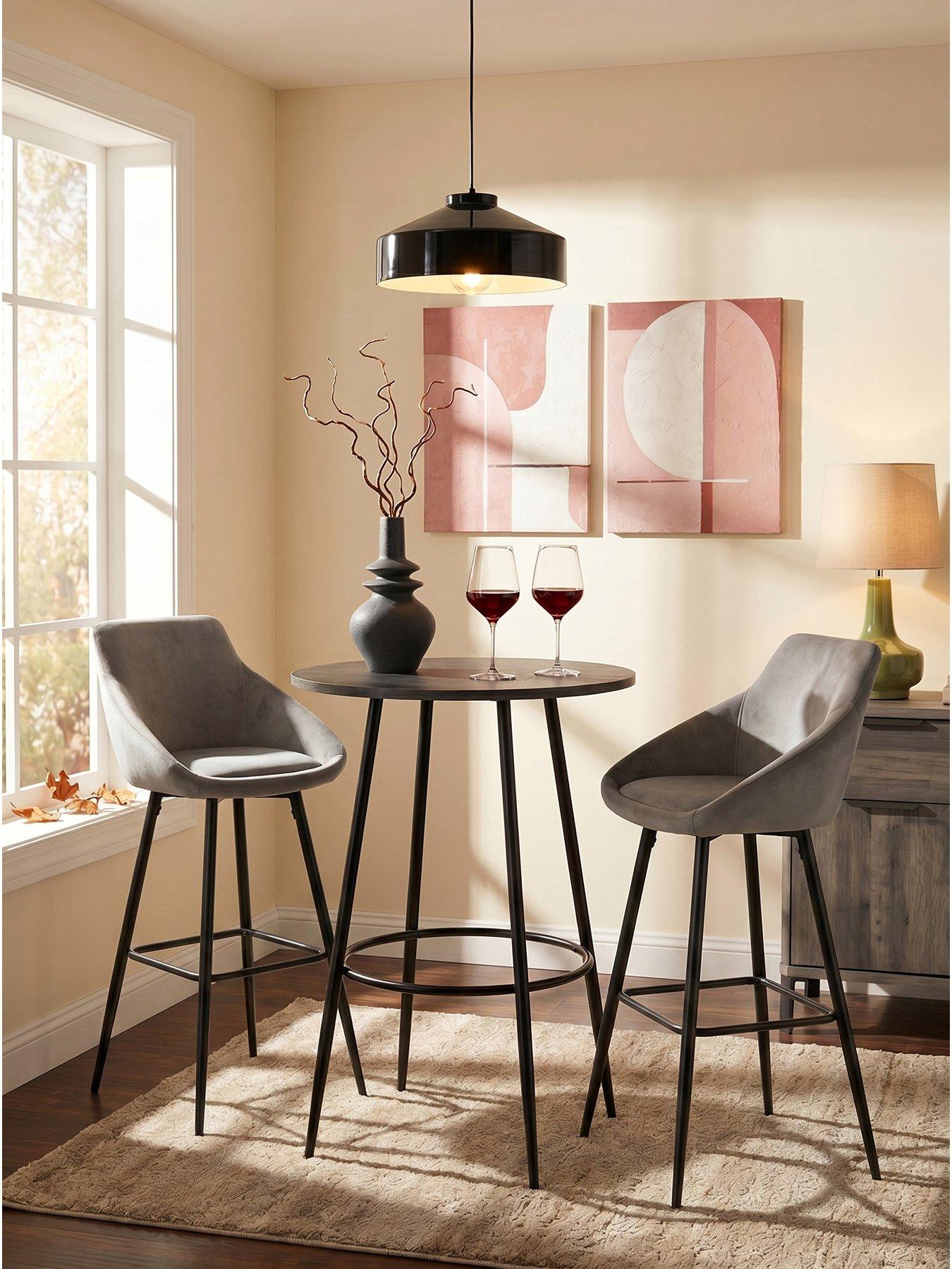 The Very Collection Dahlia 70cm High Bar Table  &  2 Grey Dahlia Bar Stools - FSC® Certified