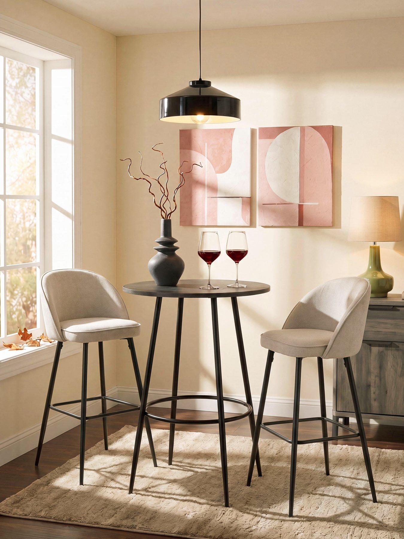 The Very Collection Dahlia 70cm High Bar Table  &  2 Natural Carina Bar Stools - FSC Certified