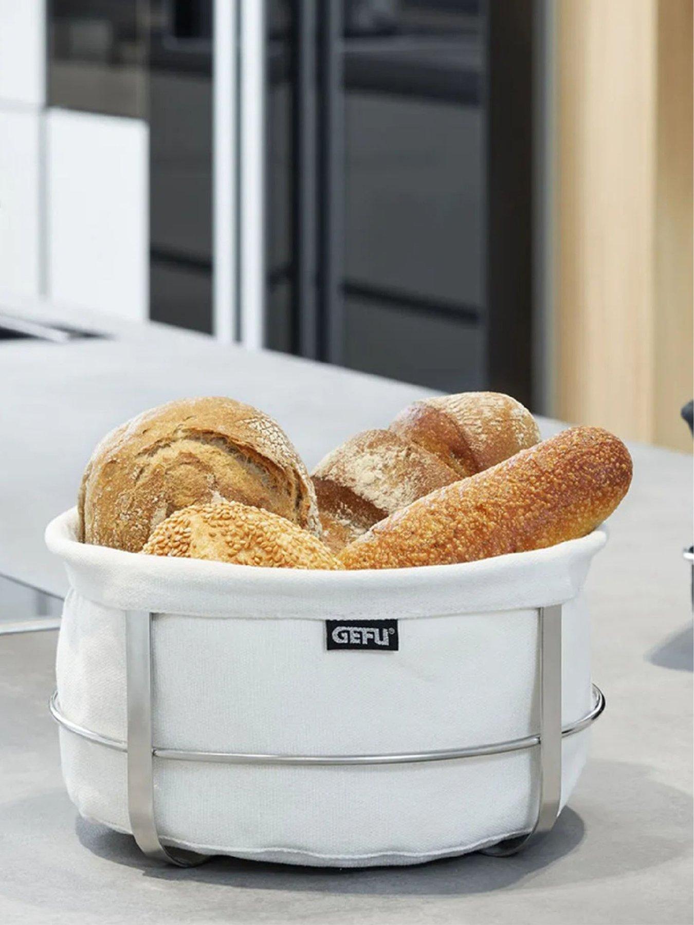 Gefu Brunch Bread Basket Round White With Cotton Lining