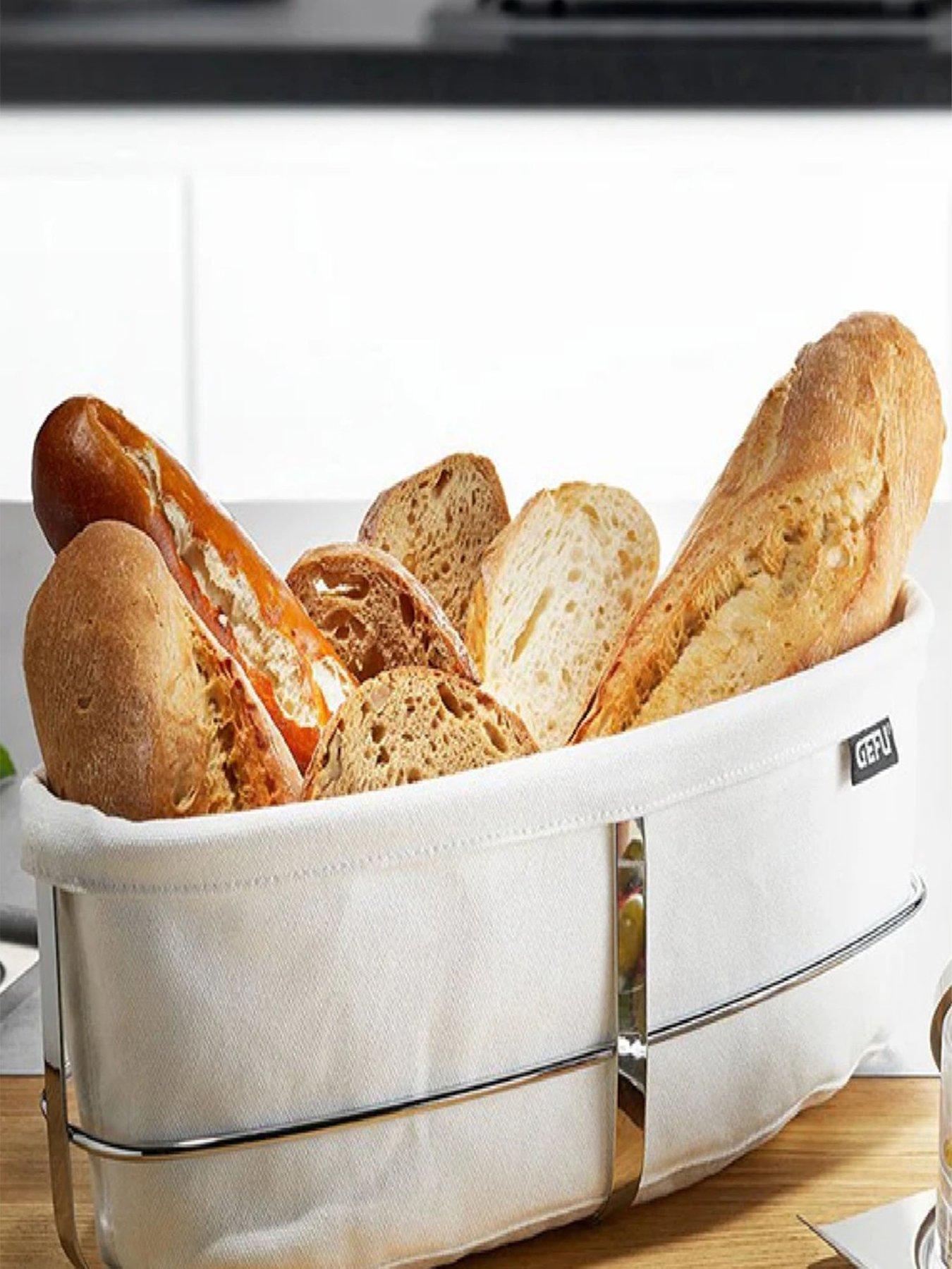 Gefu Gefu Brunch Oval Bread Basket White With Cotton Lining