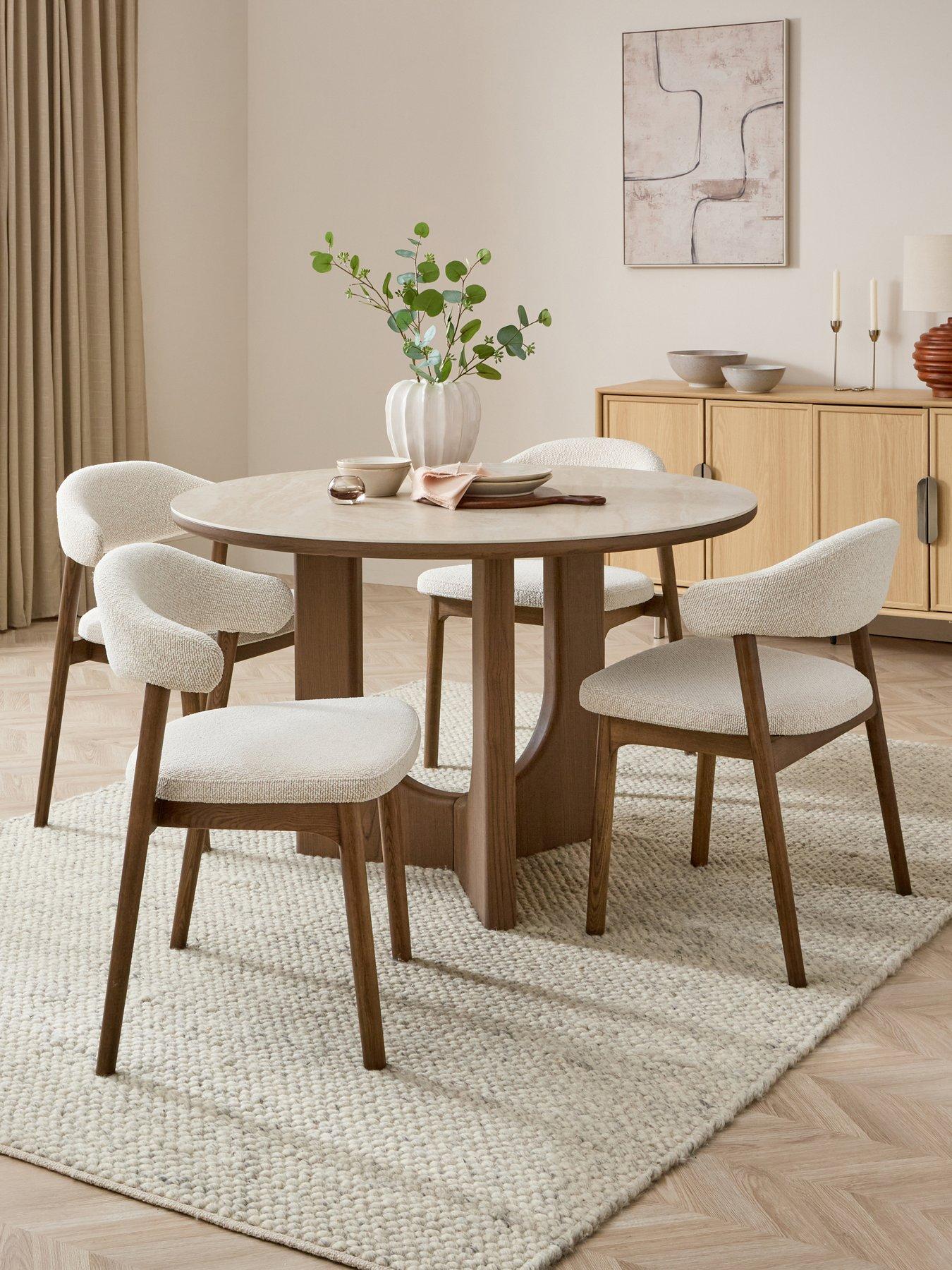 Michelle Keegan Home Esta 120cm Round Dining Table  &  4 Esta Dining Chairs - FSC® Certified