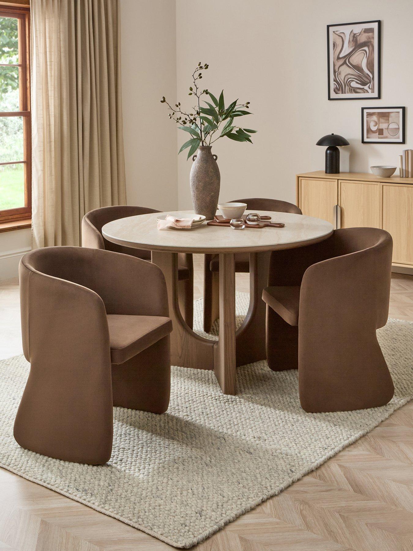 Michelle Keegan Home Esta 120cm Round Dining Table  &  4 Arlo Dining Chairs - FSC® Certified