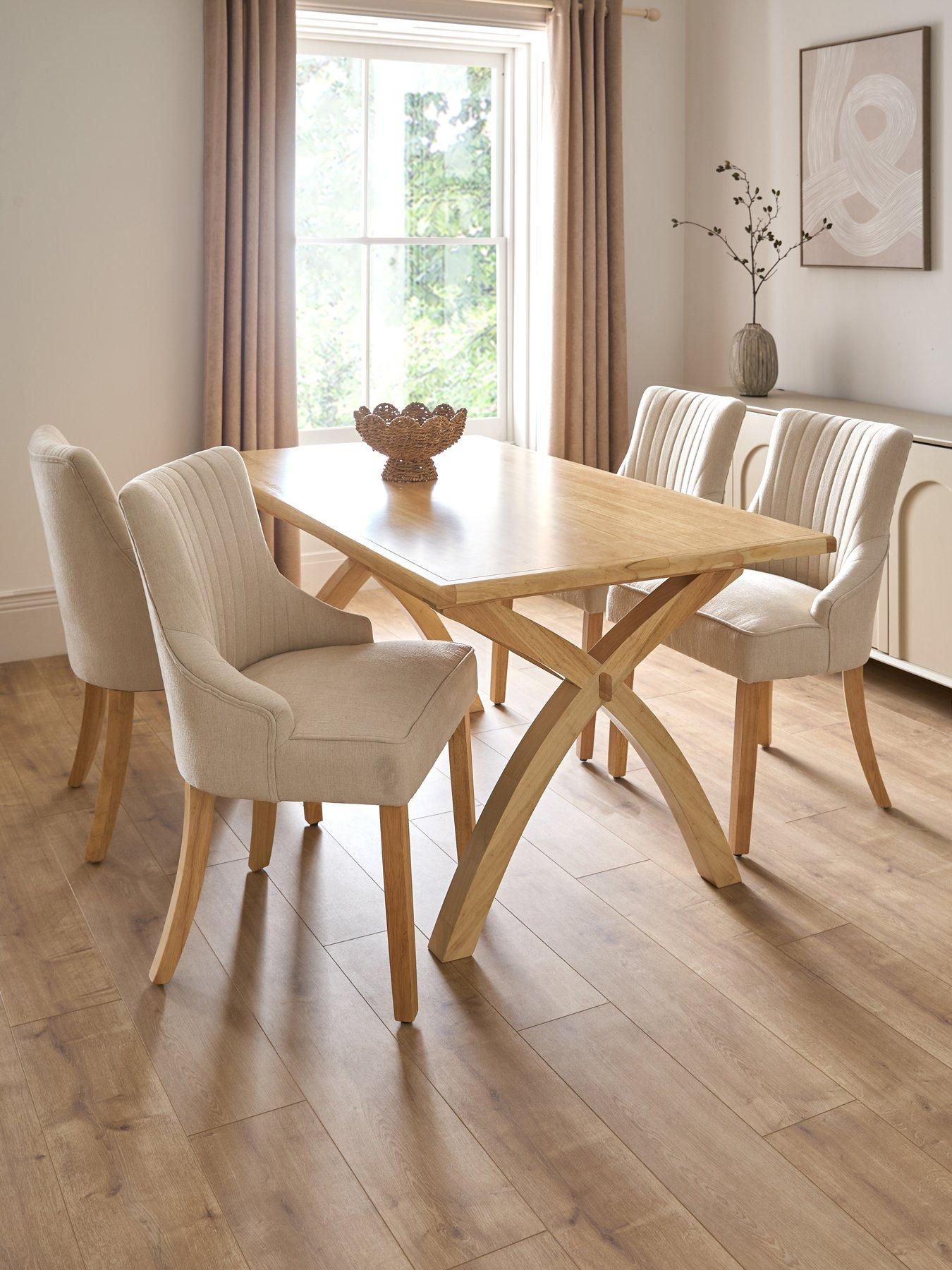 The Very Collection Dewsbury 160cm Dining Table & 4 Chester Fabric Dining Chairs