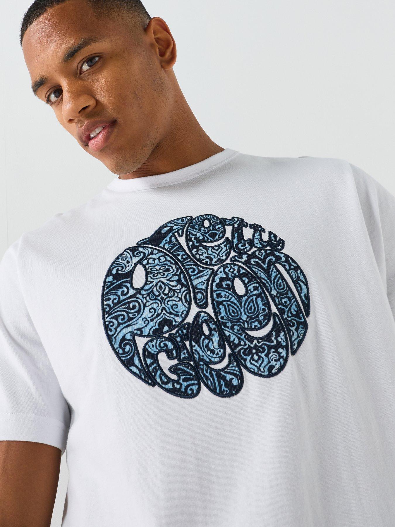 Image 4 of 4 of Pretty Green Pretty Green Rave-on Paisley Logo Graphic T-shirt - White