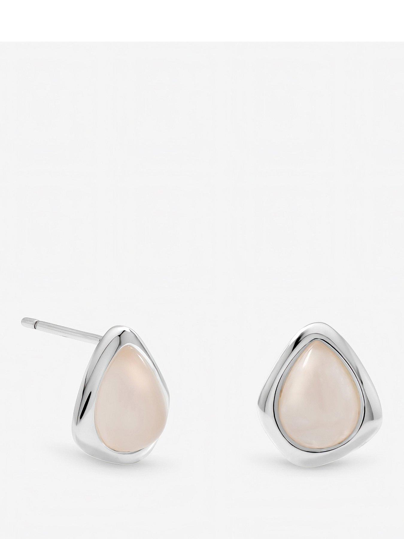 Inicio Inicio Sterling Silver Plated Rose Polished Stud Earrings