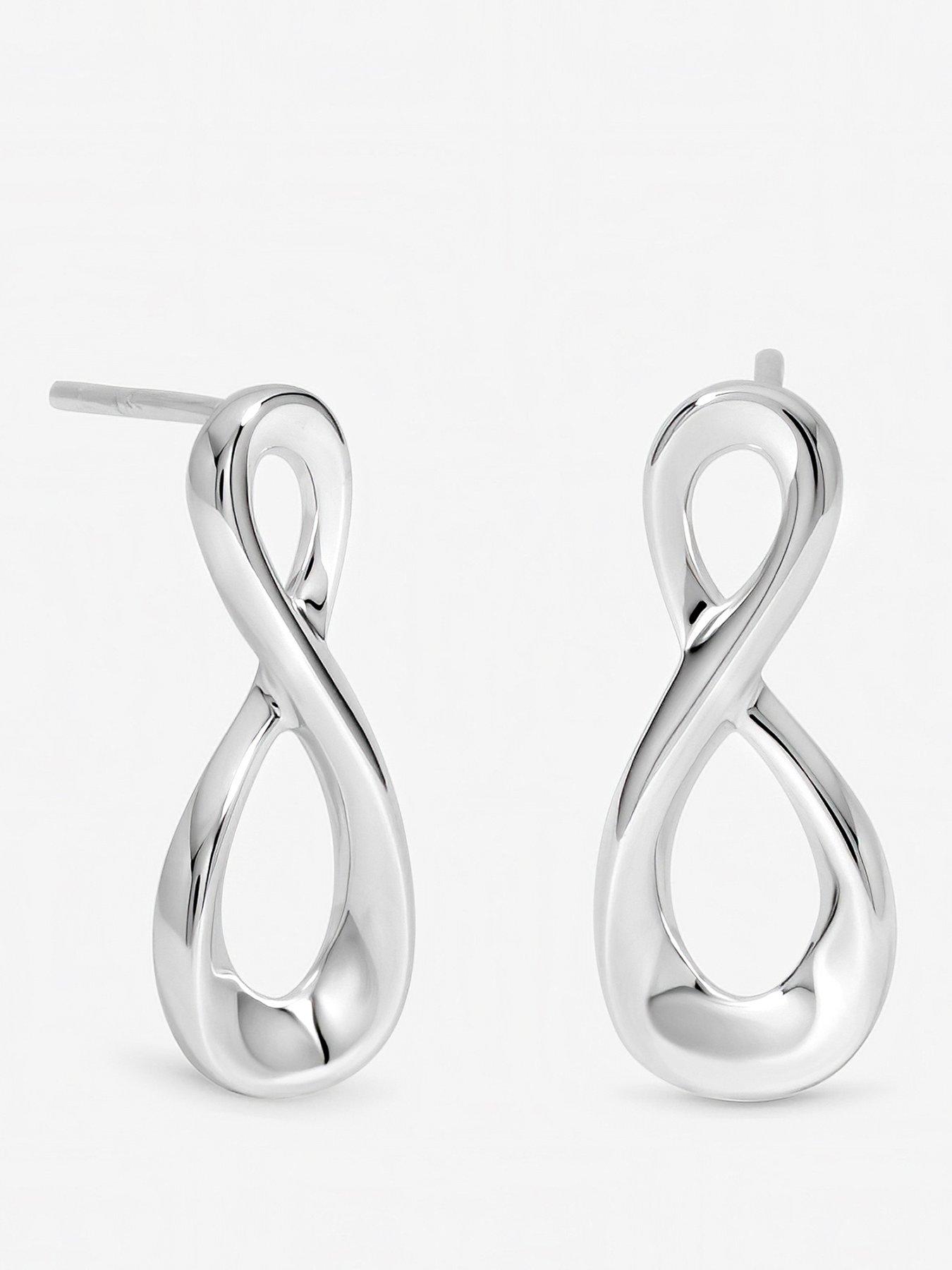 Inicio Inicio Sterling Silver Plated Organic Infinity Stud Earrings