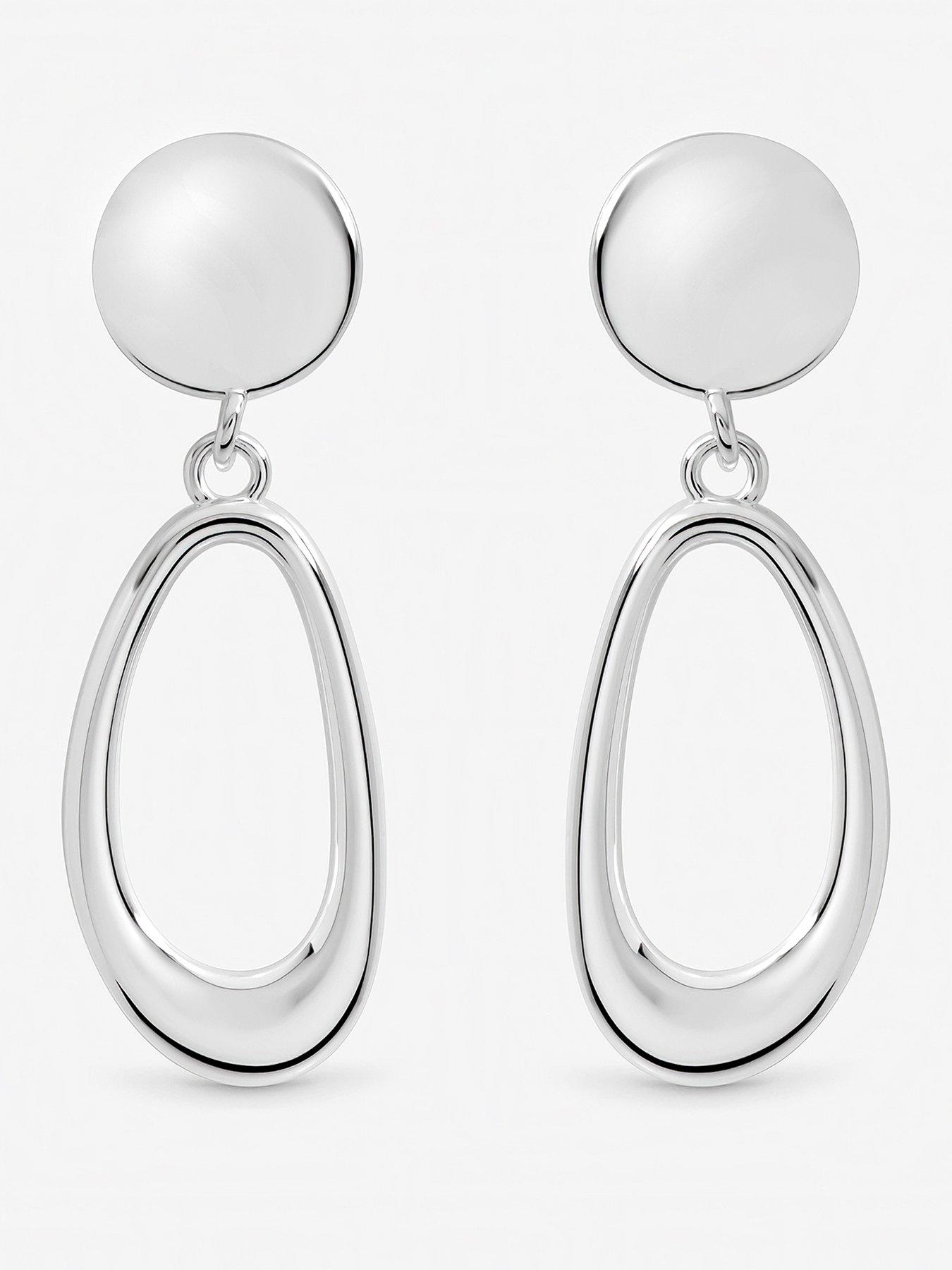 Inicio Sterling Silver Plated Polished Open Double Drop Earrings