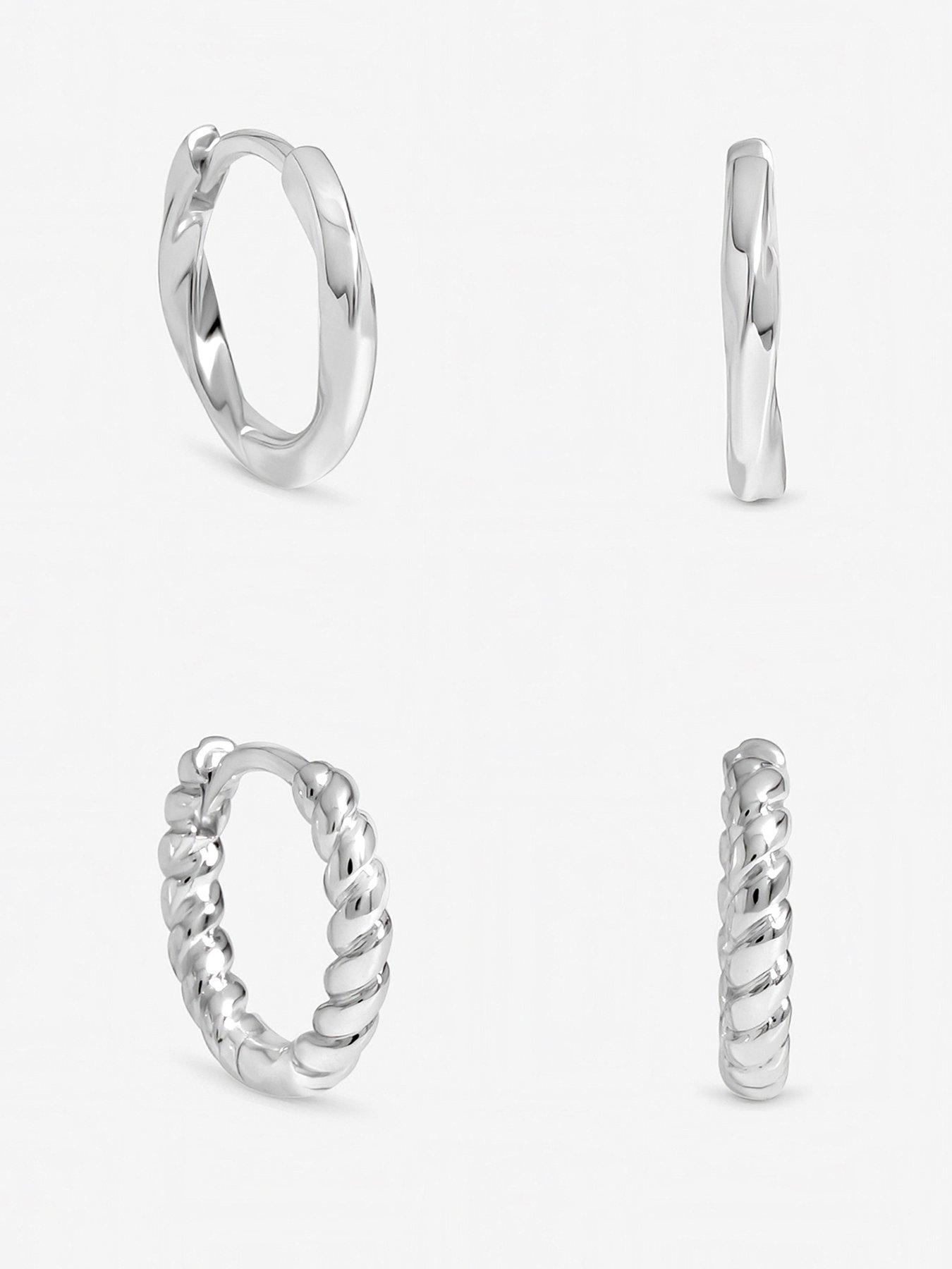Inicio Inicio Sterling Silver Plated Polished Hoops - Pack of 2