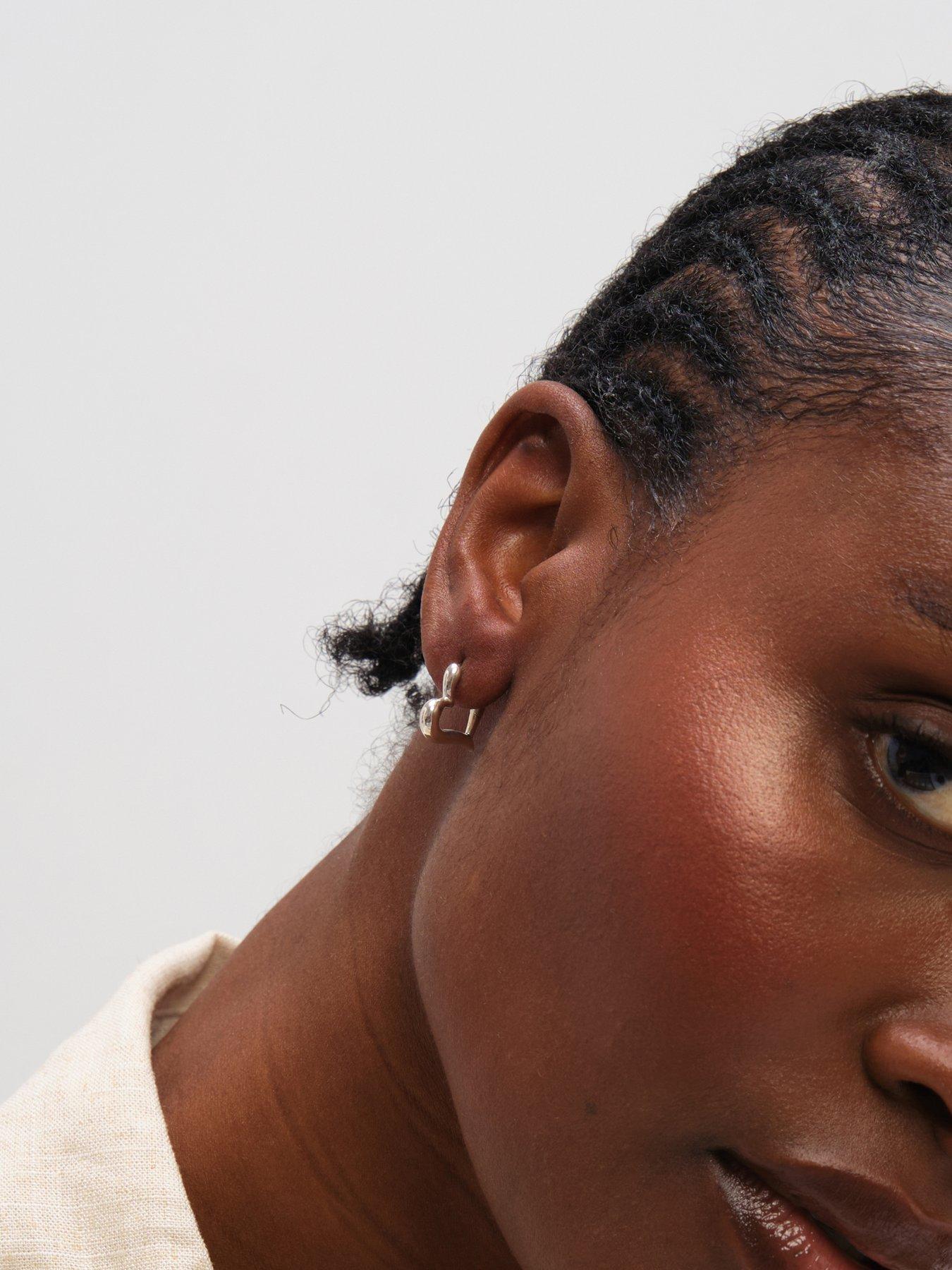 Image 3 of 4 of Inicio Sterling Silver Plated Polished Heart Hoop Earrings