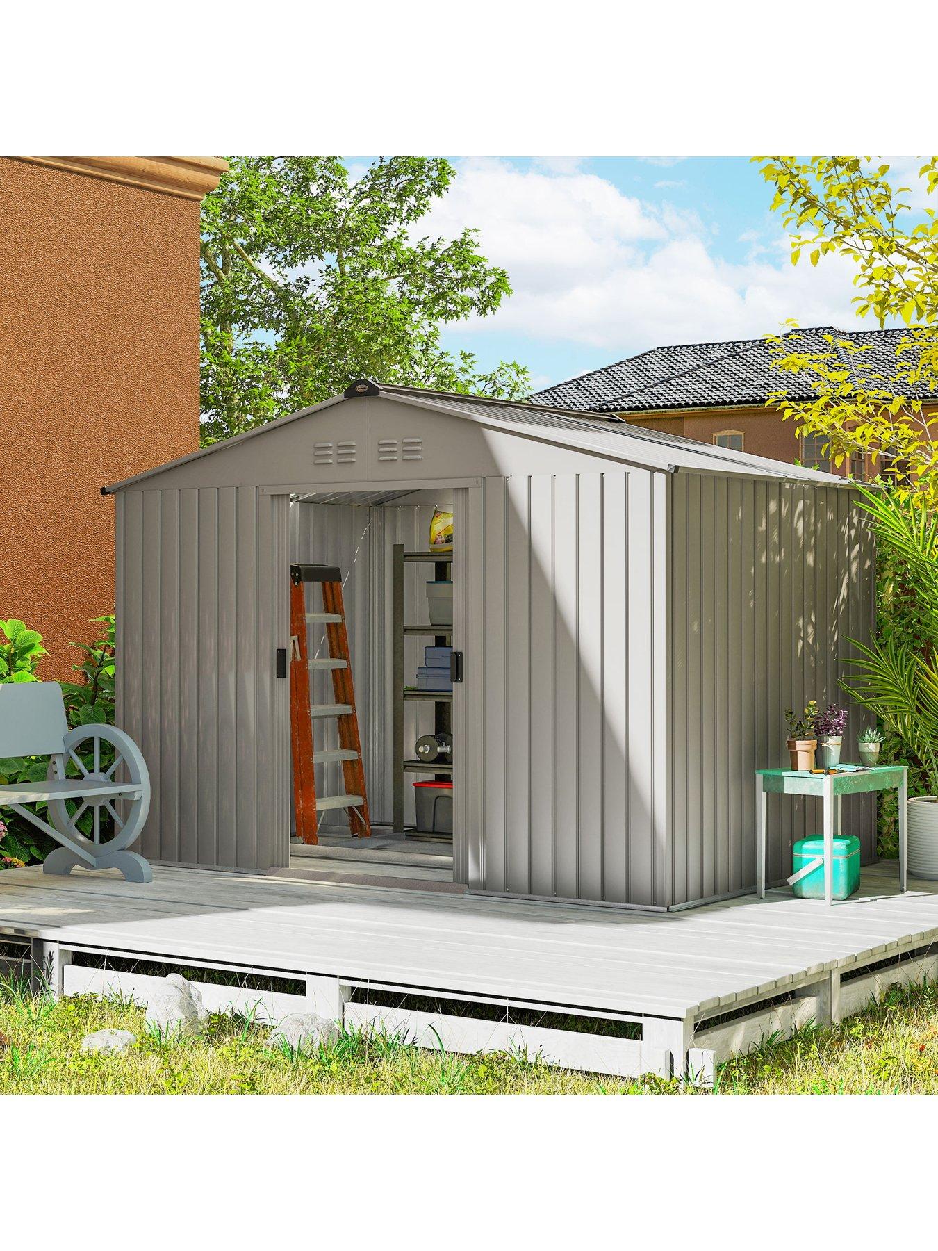 OutSunny Outsunny 9 X 6Ft Metal Garden Shed With Foundation Kit-Silver Grey