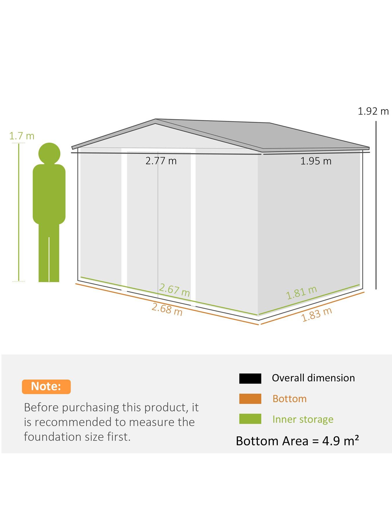 Image 3 of 7 of OutSunny 9 X 6Ft Metal Garden Shed With Foundation Kit-Silver Grey